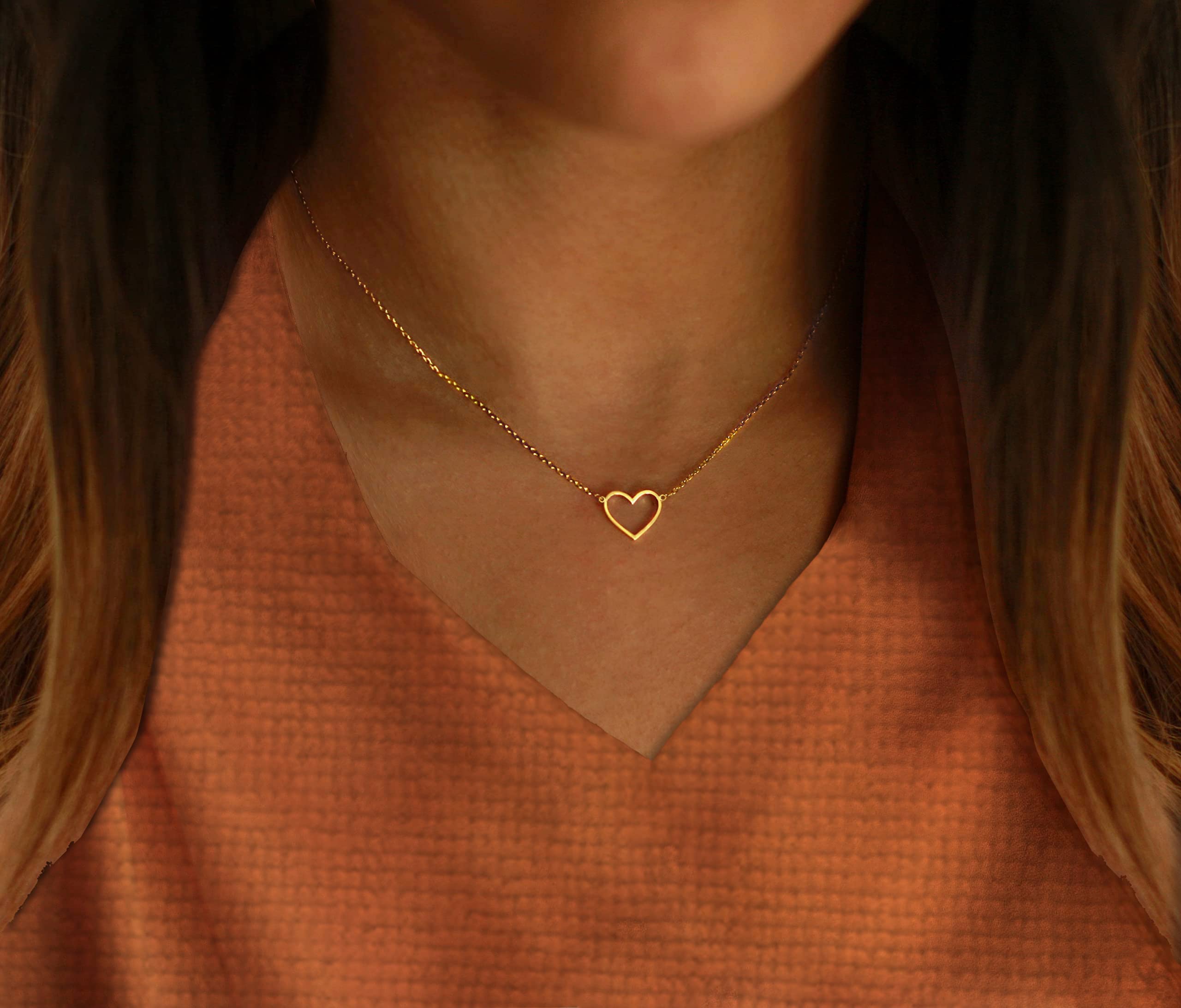 14K Gold Plated Dainty Hollow Choker Necklace for Women - Minimalist Trendy Jewelry Gift for Birthday, Anniversary & Everyday Wear