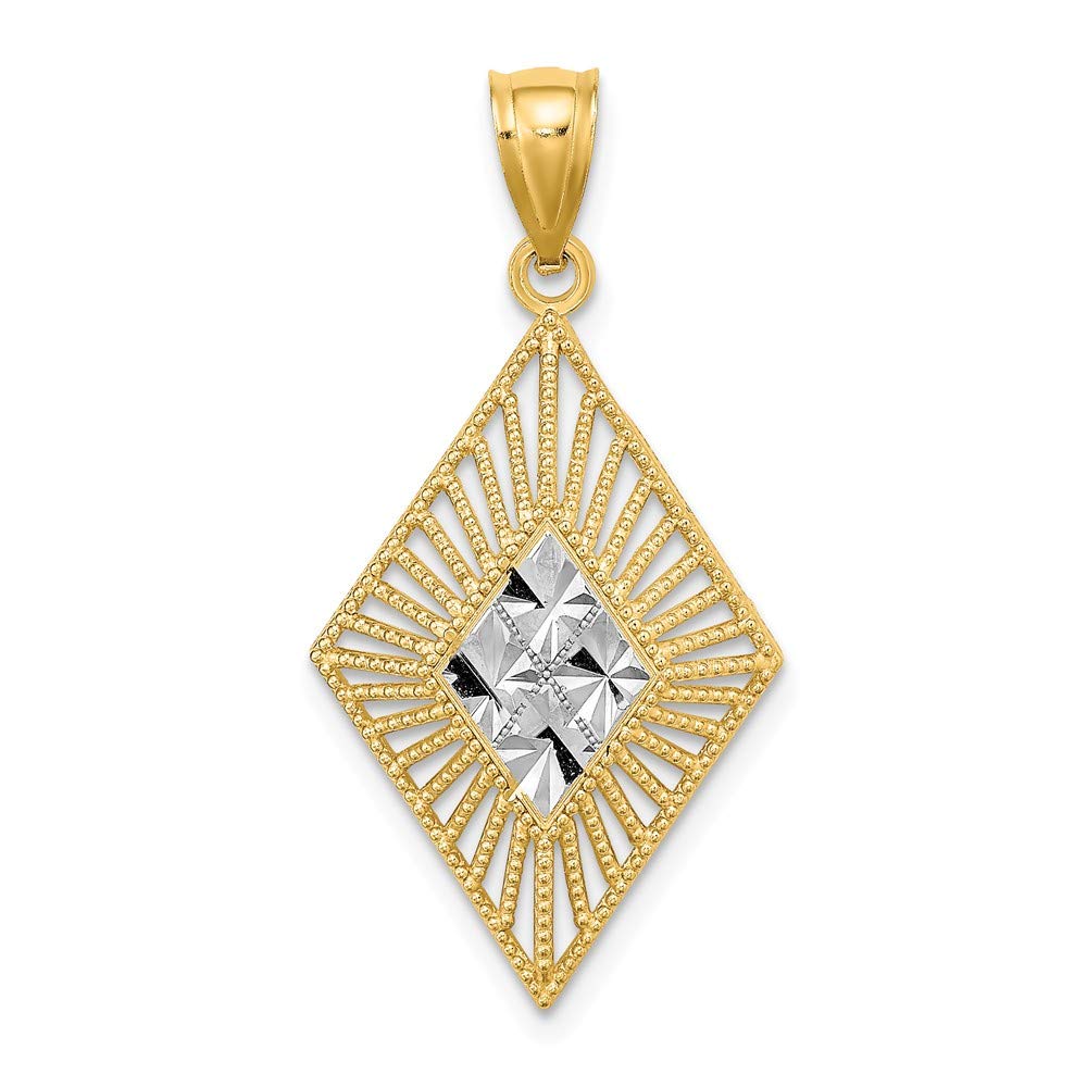 14K Two-Tone Gold Diamond-Cut Marquee Pendant Necklace - White & Yellow Gold (0.93