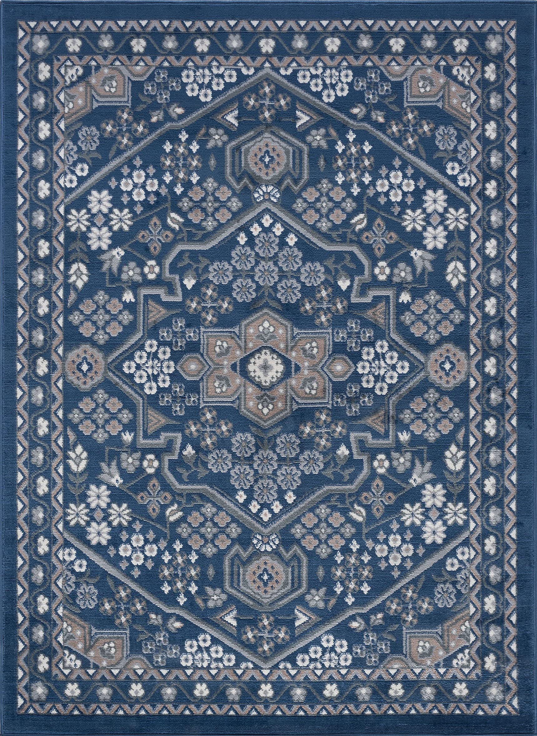Tayse Logan Navy 8x10 Rectangle Area Rug - Traditional Oriental Design for Living Room, Bedroom, Dining Room - Soft & Durable - 7'10