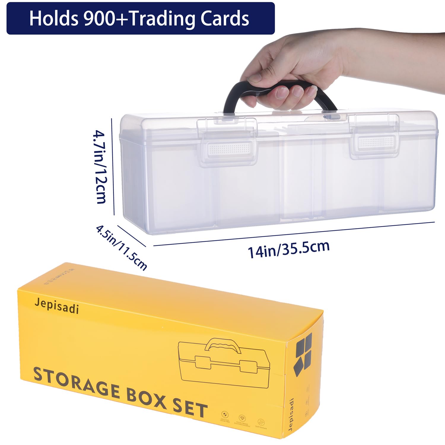 900+ Capacity Baseball Trading Card Storage Box - 13 Independent Compartments Holds 70 Cards Each | Clear Display Organizer Case for Sports Cards, MTG, Pokemon & Collectibles | Perfect for Card Collectors, Tournaments & Home Display