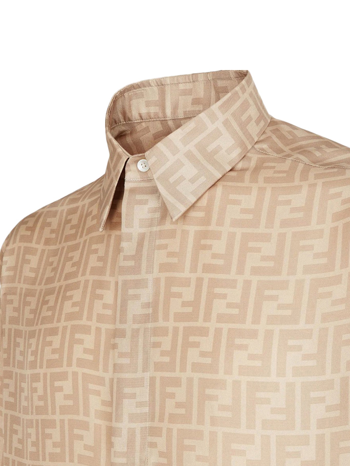 Fendi FF Silk Shirt in Nude Neutrals - Women's Luxury Blouse for Casual & Formal Wear | Model FS0795AKEE F0GQKSTONE | Perfect for Office, Parties & Special Occasions