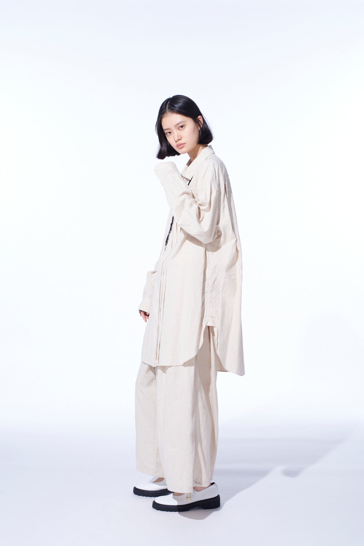 Premium Cotton Linen Poplin Pleated Oversized Shirt for Women - Comfortable & Stylish Casual Wear for Work, Travel & Everyday Outfits