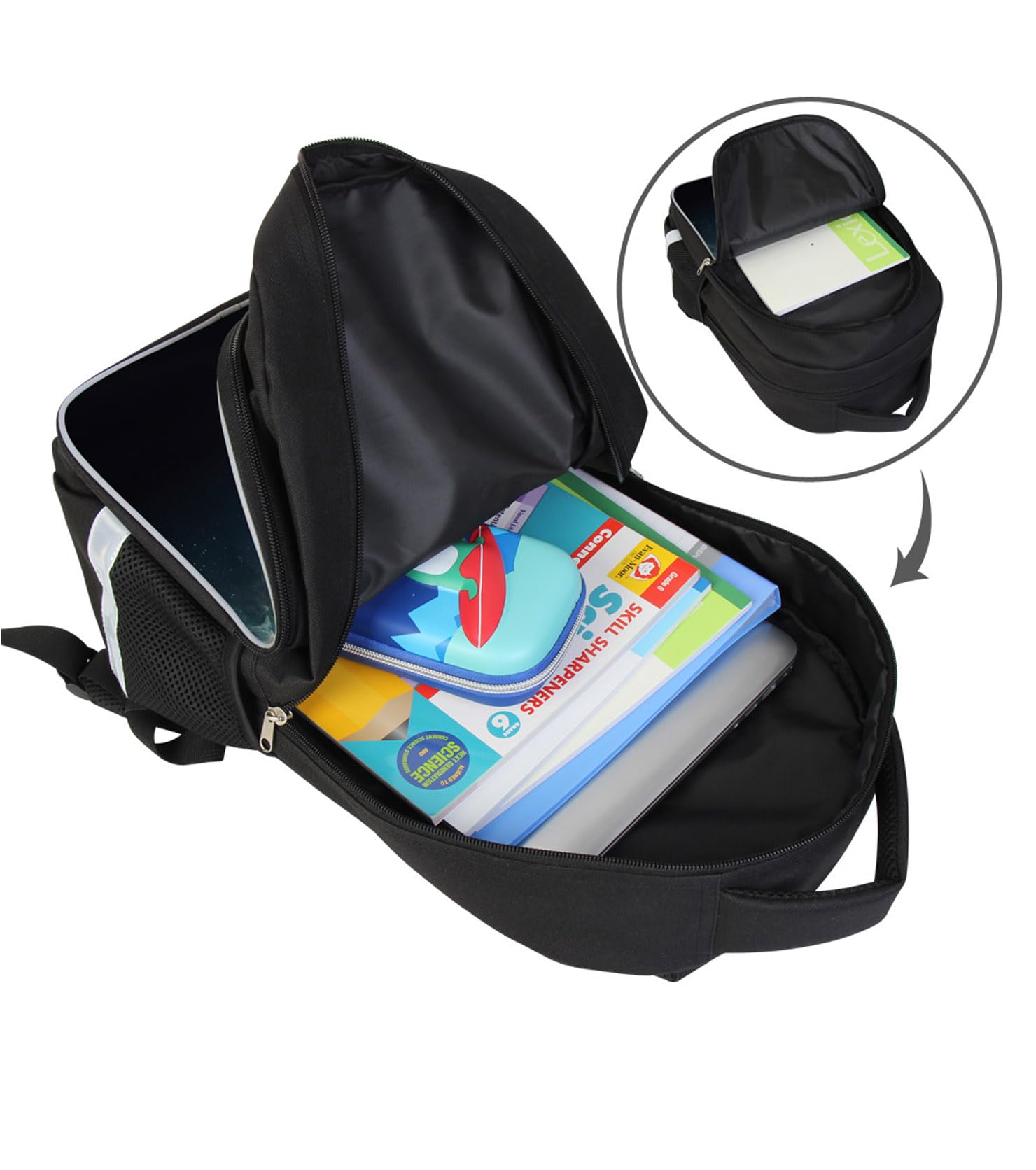 Solar System Backpack for Kids - Galaxy Themed School Bookbag with Tablet Compartment & Side Pockets | 17 Inch Space Planets Design Backpack for Boys & Girls | Durable Polyester Material | Perfect for School, Travel & Astronomy Enthusiasts