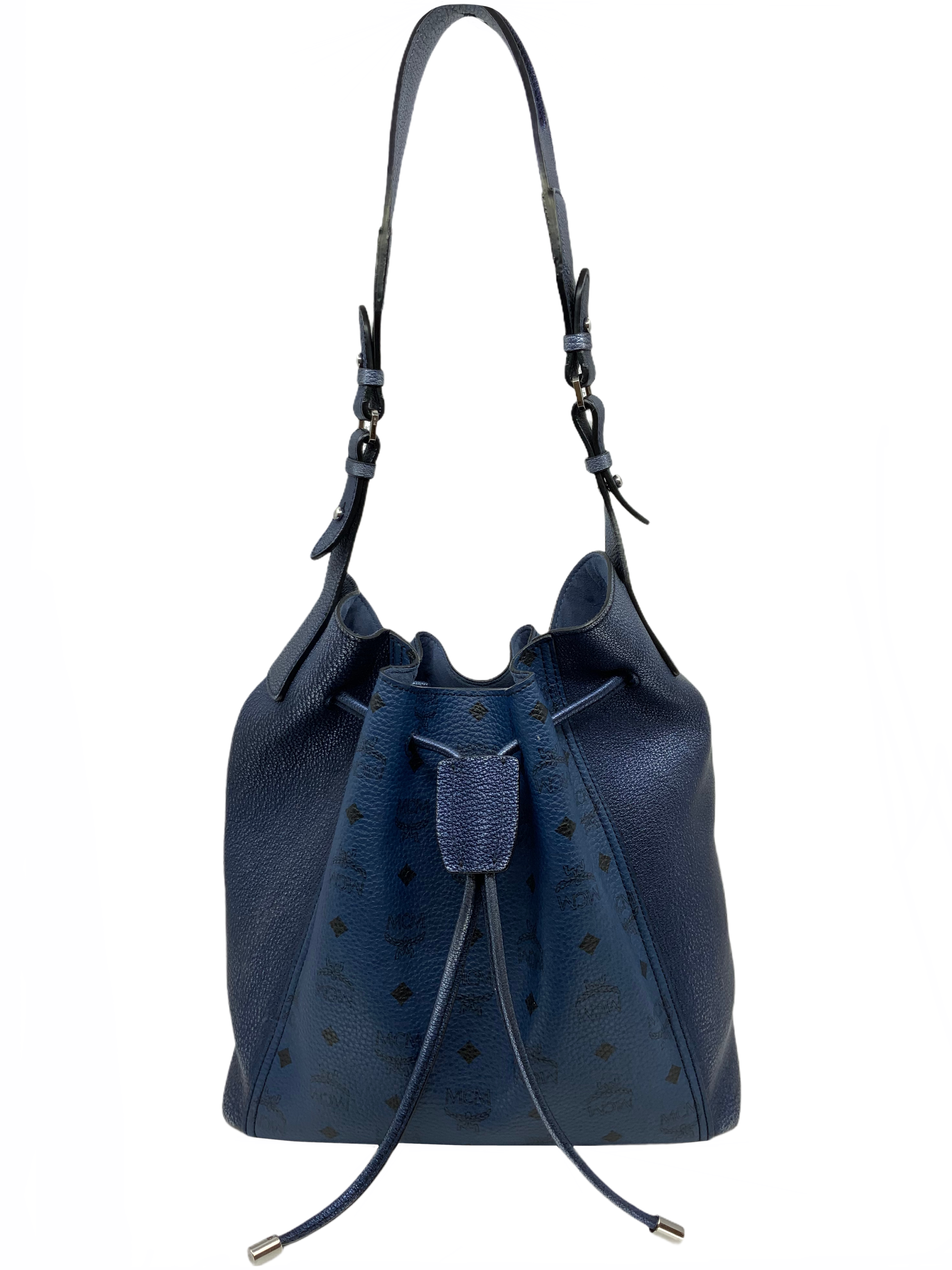 MCM Metallic Goatskin Monogram Logo Canvas Bucket Bag for Women | Luxury Designer Handbag for Travel, Shopping & Everyday Use