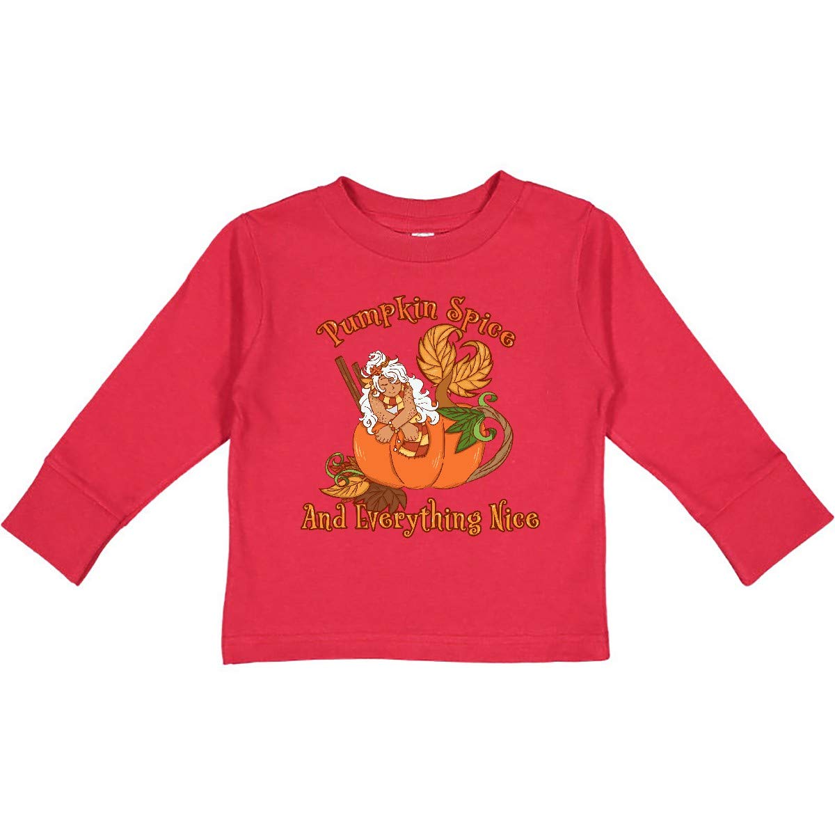 Inktastic Pumpkin Spice & Everything Nice Mermaid Toddler Long Sleeve T-Shirt | Cute Girls Graphic Tee | Perfect for Fall, Halloween & Holiday Outfits