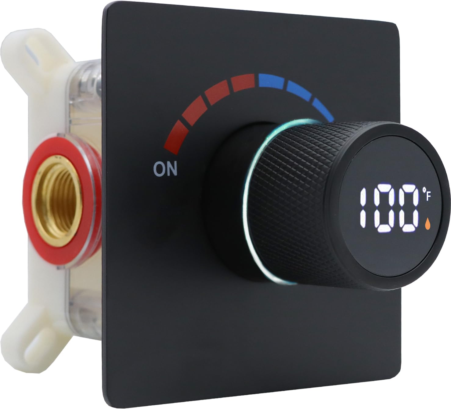 Digital Thermostatic Shower Valve with Temperature Display - Solid Brass Concealed Shower Diverter Valve Kit - Wall Mounted Shower System with Body Jets & Individual Controls - Matte Black Finish for Modern Bathrooms & Spa-Like Showers