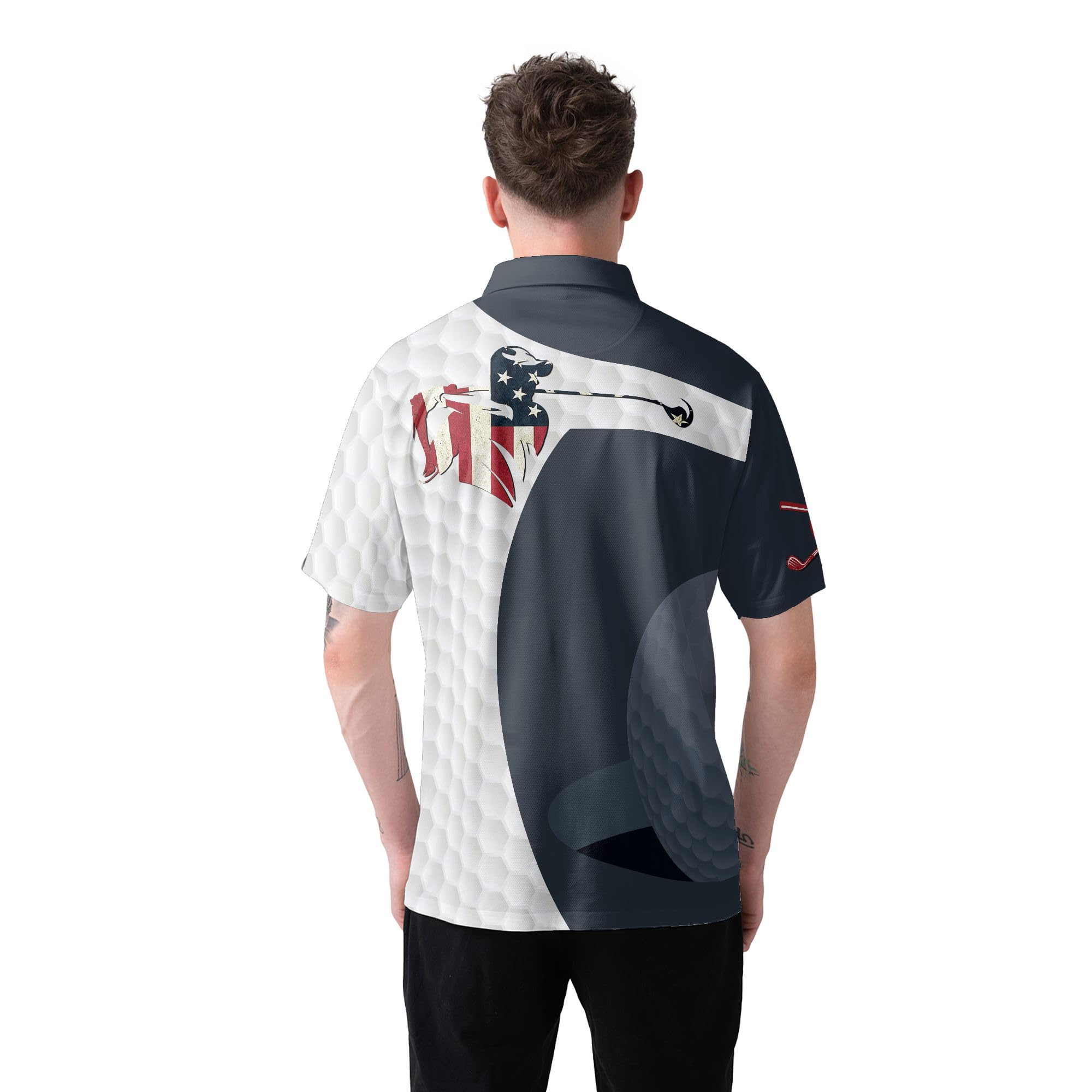 HYPERFAVOR Patriotic Golf Shirts for Men - American Flag Polo Shirts for Golfers - Breathable Short Sleeve Performance Shirt - Perfect for Golf Tournaments & 4th of July Celebrations