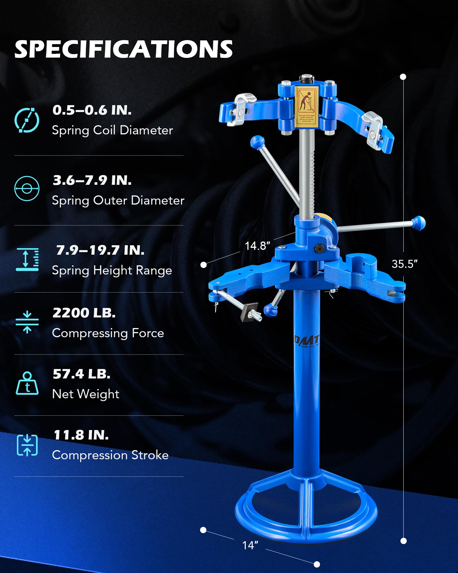 Orion Motor Tech Heavy Duty Strut Spring Compressor Tool - 2200 lb Capacity for 7.9