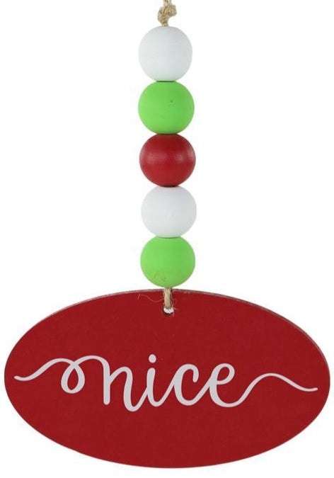 6.5 Inch Beaded Naughty or Nice Double Sided Christmas Ornament - Perfect for Holiday Tree Decorations, Gift Giving & Festive Home Decor