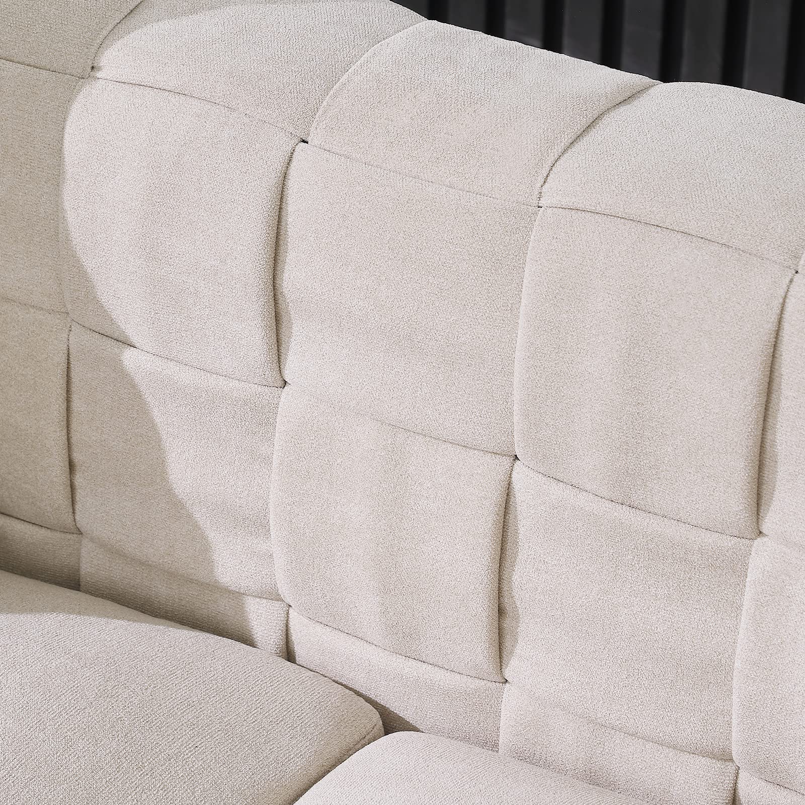 Yoglad Modern 3-Seat Tufted Velvet Sofa with Pillows & Metal Legs - 85