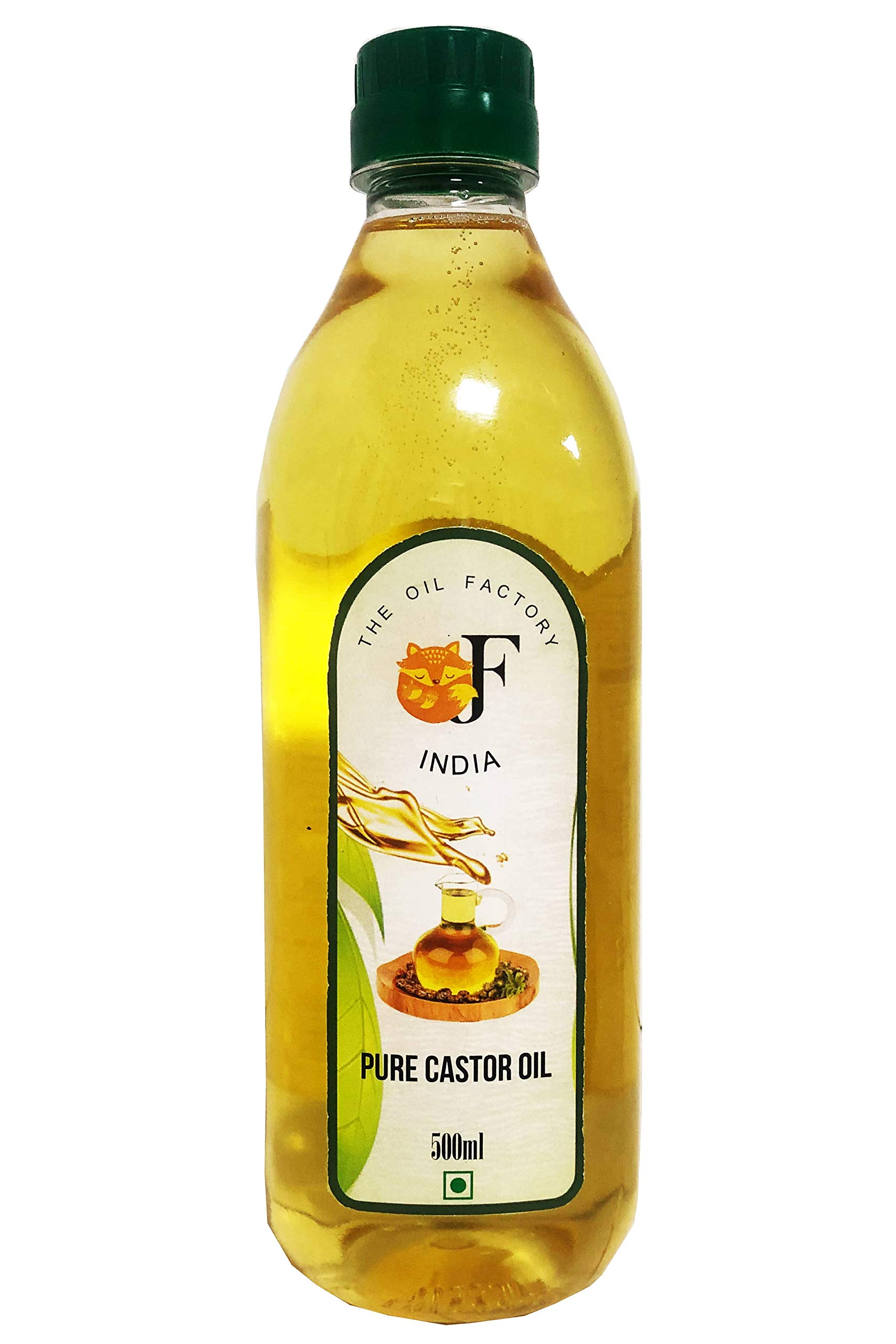 100% Pure Cold Pressed Castor Oil by The Oil Factory - 500ml (Pack of 1) for Hair Growth, Eyelash & Eyebrow Care, Skin Moisturizing & Massage Therapy