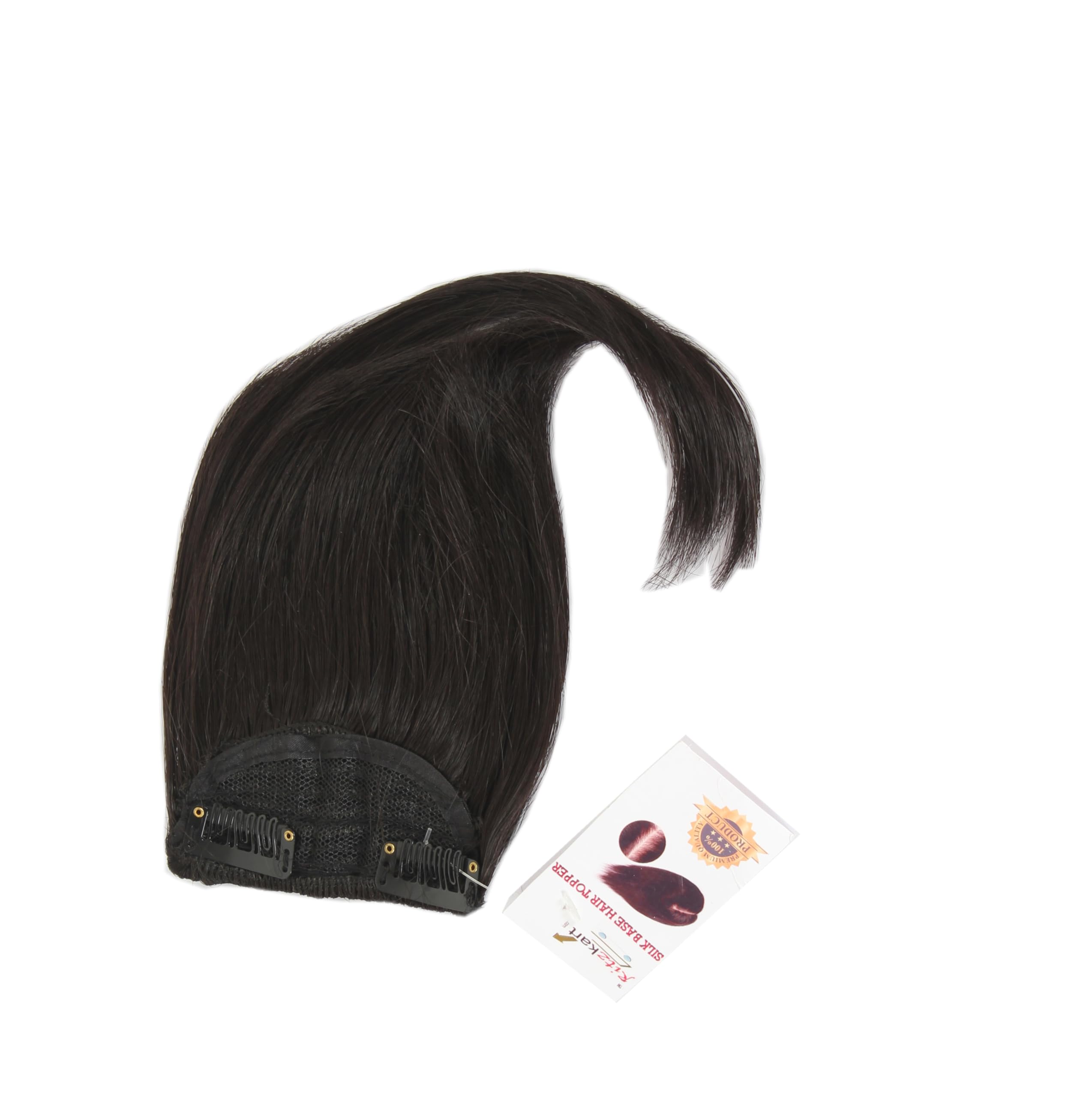 Ritzkart Human Hair Topper for Women - 10 Inch Length, 4 Inch Width, 30g (#4 Dark Brown) - Clip-in Hairpiece for Baldness, Thinning Hair & Side/Center Fringe - Perfect for Daily Wear, Work & Special Occasions