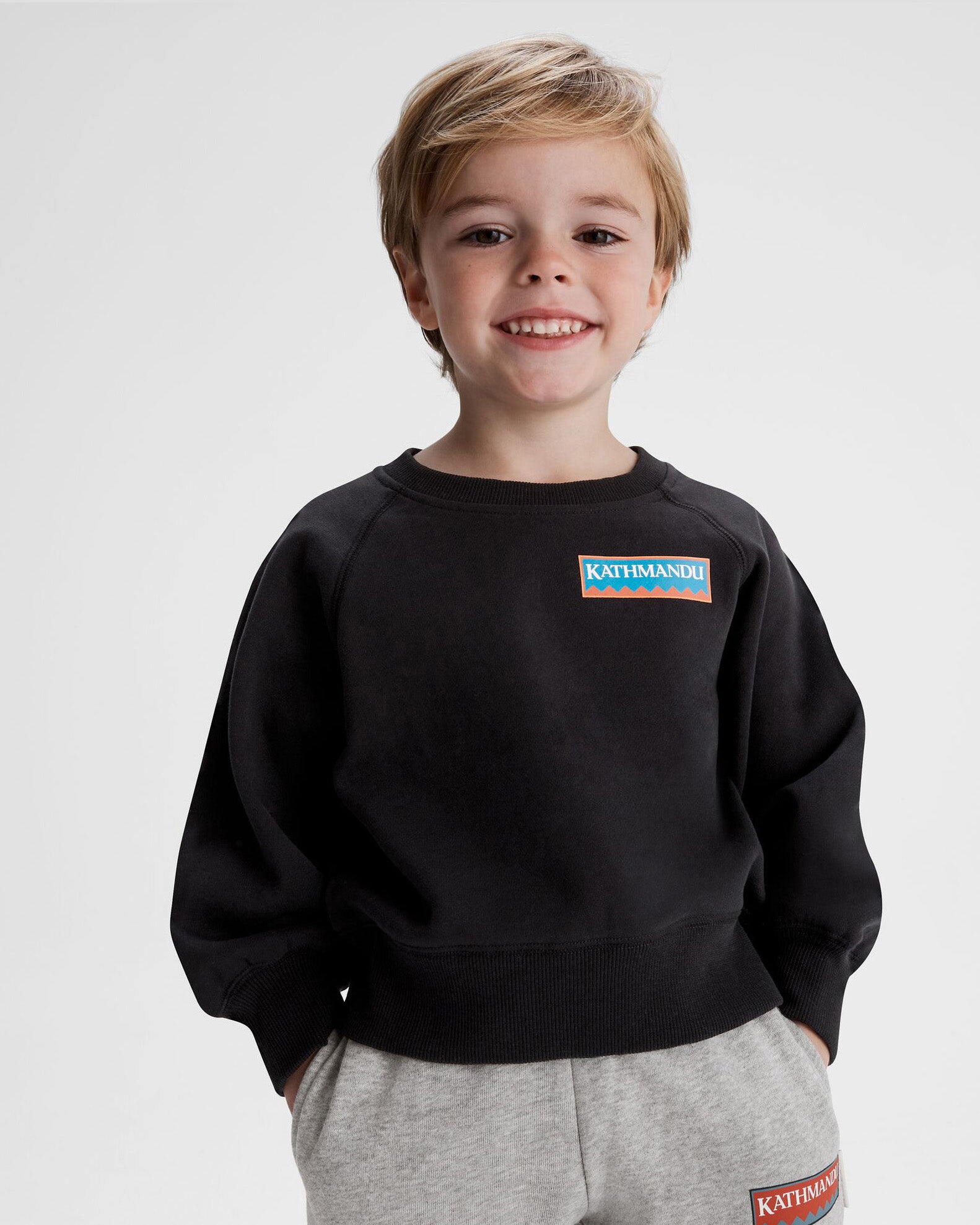 Heritage Logo LT BB Crew Sweatshirt for Kids - Black Stingray | Comfortable Cotton Pullover for Boys & Girls | Perfect for School, Playdates & Family Outings