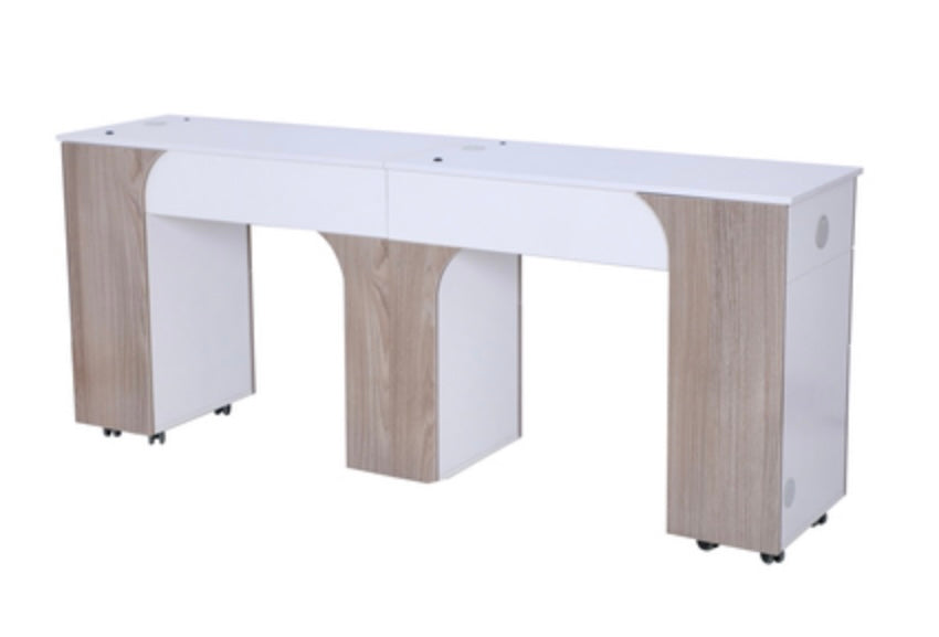 Professional Milan Double Manicure Table for Nail Salon - Adjustable Height & Built-in Storage - Perfect for Pedicures, Manicures & Spa Treatments