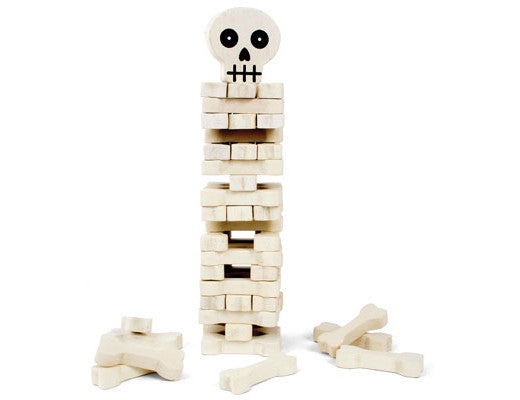 Kikkerland Stack The Bones Game - Fun Wooden Bone Stacking Puzzle for Kids & Adults - Perfect for Family Game Night, Party Entertainment & Educational Play