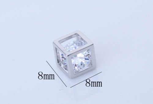 Crystalline Azuria Rhombus Cube Pendant Necklace - 18K White Gold Plated with White Zirconia Crystals - 18 Inch Chain for Women - Elegant Gift for Anniversary, Birthday & Special Occasions
