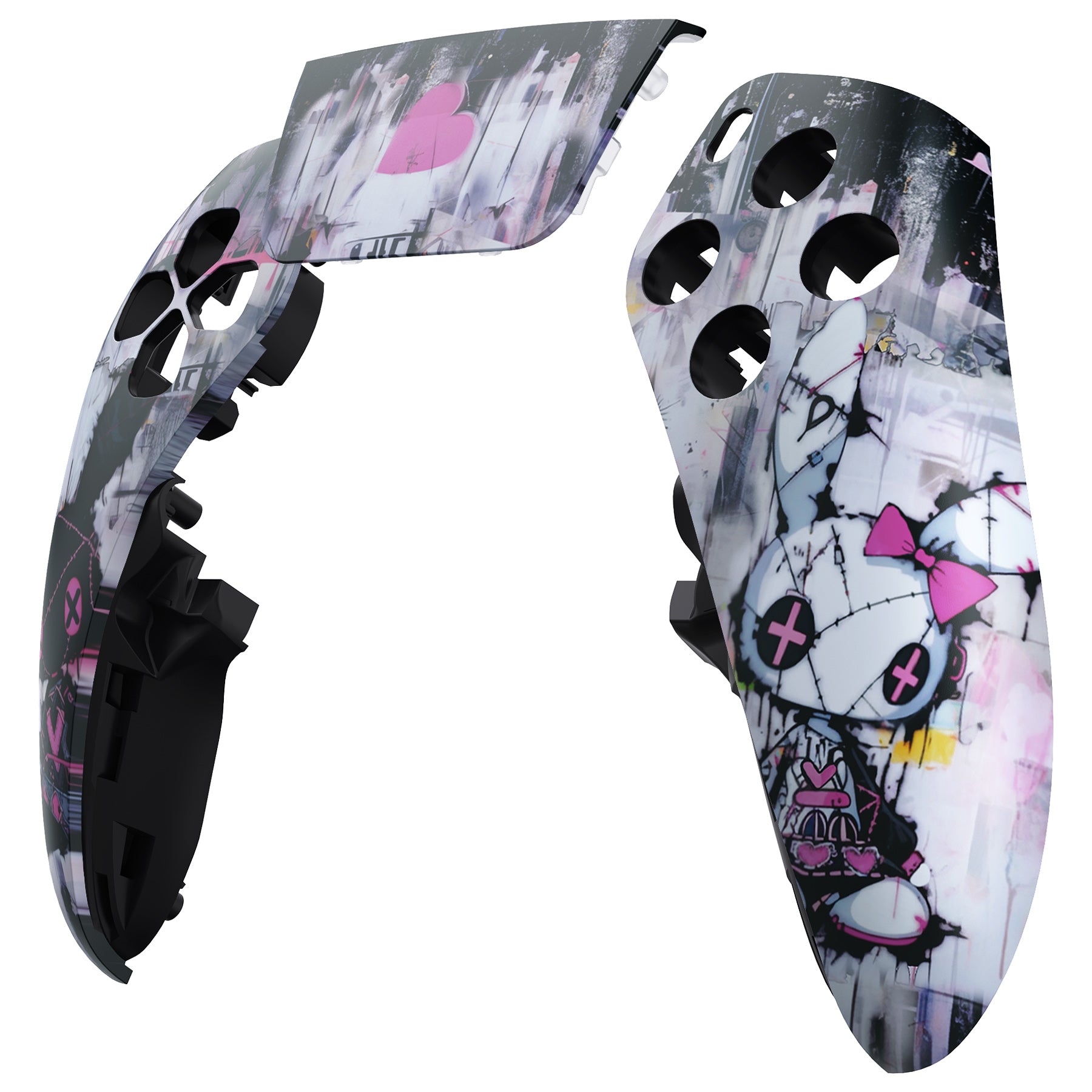 eXtremeRate Lovely Punky Bunny Left Right Front Housing Shell & Touchpad Cover for PS5 Edge Controller - DIY Replacement Faceplate & Custom Touch Pad Cover | Gaming Accessories for Enhanced PS5 Edge Controller Experience