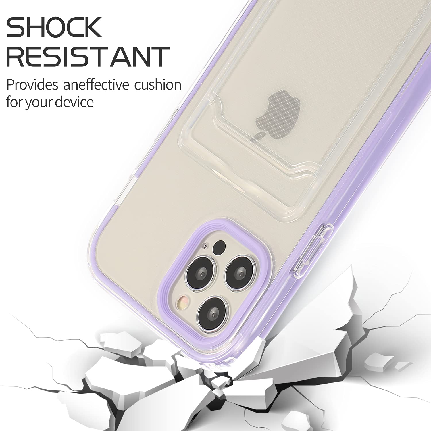 Omio Clear Card Slot Case for iPhone 13 Pro Max - Slim Protective Wallet Case with TPU & PC Bumper | Perfect for Women's Everyday Use, Travel, and Hands-Free Convenience