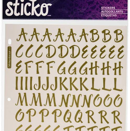 Sticko 1-Inch Golden Foil Letter Stickers for Scrapbooking, DIY Crafts, and Home Decor - Susy Ratto Brush Design