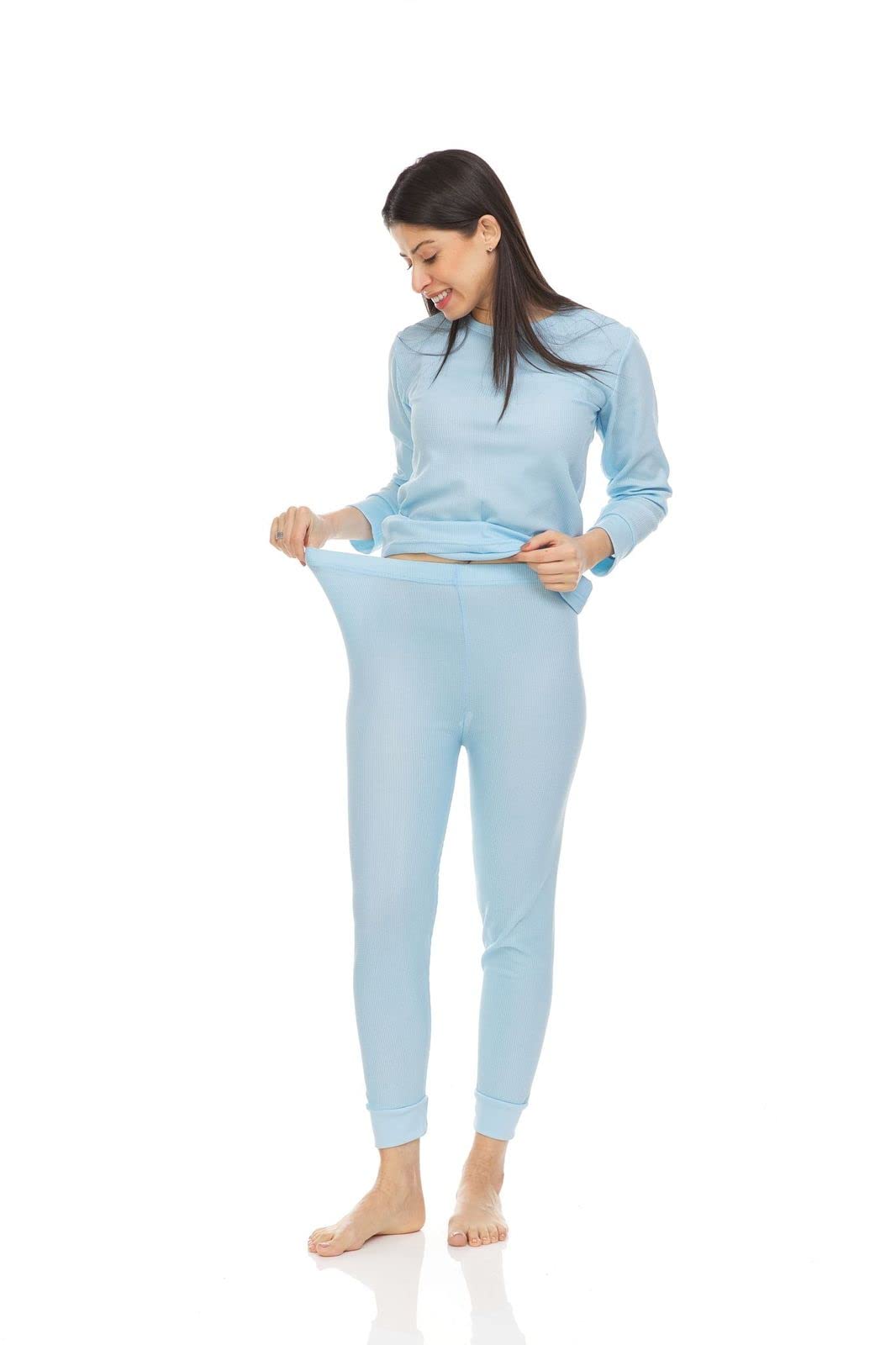 Wholesale Bulk 2-Piece Women's Thermal Underwear Set - Cotton Long Johns Base Layer Top & Bottom in Solid Colors - Perfect for Winter, Outdoor Activities & Layering