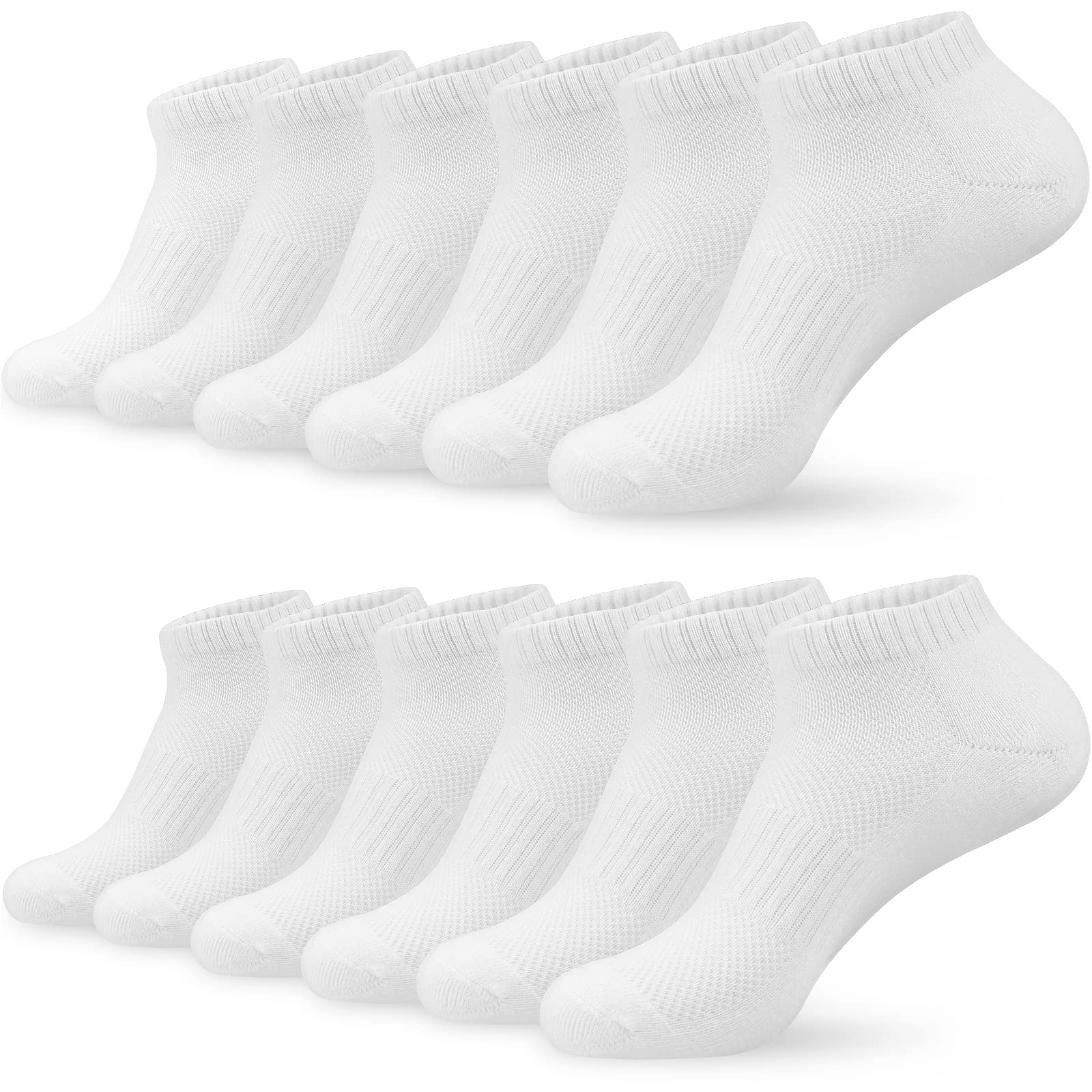 KOOOGEAR Women's Running Socks - 5 Pairs Pack, Anti-Blister Cushioned Ankle Socks for Walking, Hiking, Workout & Sports (White/Black, Sizes 4-8) | Breathable Cotton Athletic Socks for Gym, Jogging & Everyday Wear