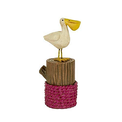 Miniature Fairy Garden Supplies - Pelican on Pier Post Decor for Garden, Patio, Deck, Porch - Whimsical Yard Art & Outdoor Decoration - Perfect for Fairy Gardens, Coastal Themes & Backyard Landscaping