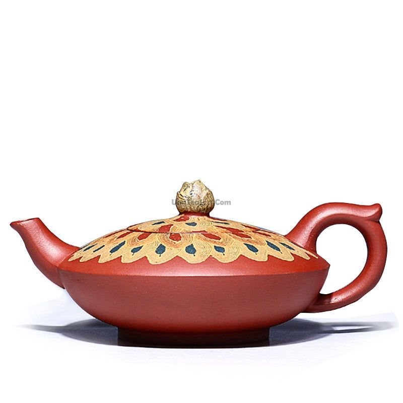 Premium Yixing Clay Peacock Teapot - Handcrafted Chinese Purple Sand Ceramic Teapot for Oolong & Pu-erh Tea | Perfect Gift for Tea Lovers & Home Decor