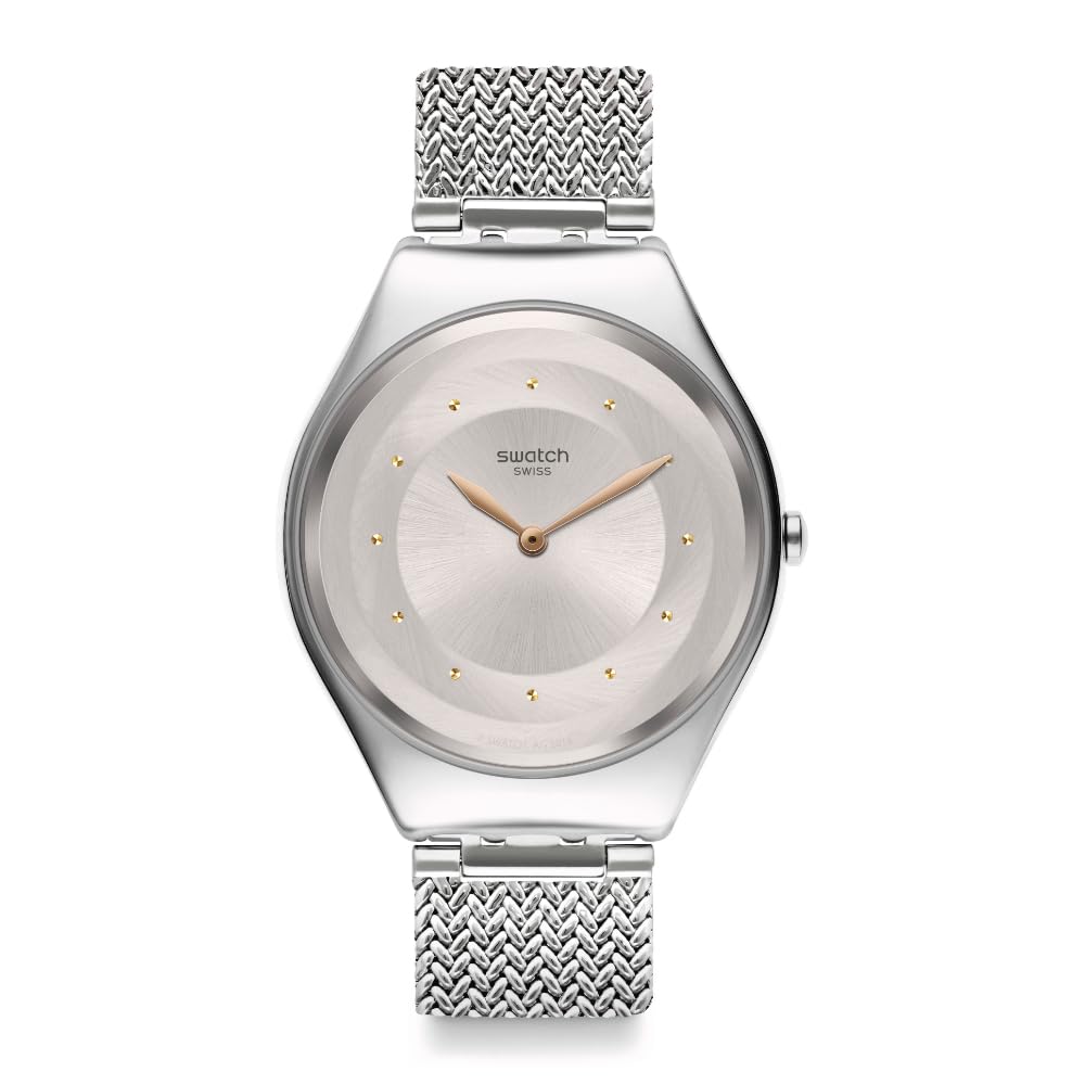 Swatch Skin Irony Quartz Stainless Steel Strap Casual Watch - 16mm Grey Dial (Model SYXS117M) | Stylish Everyday Wear for Men & Women | Perfect for Office, Dating & Casual Outings