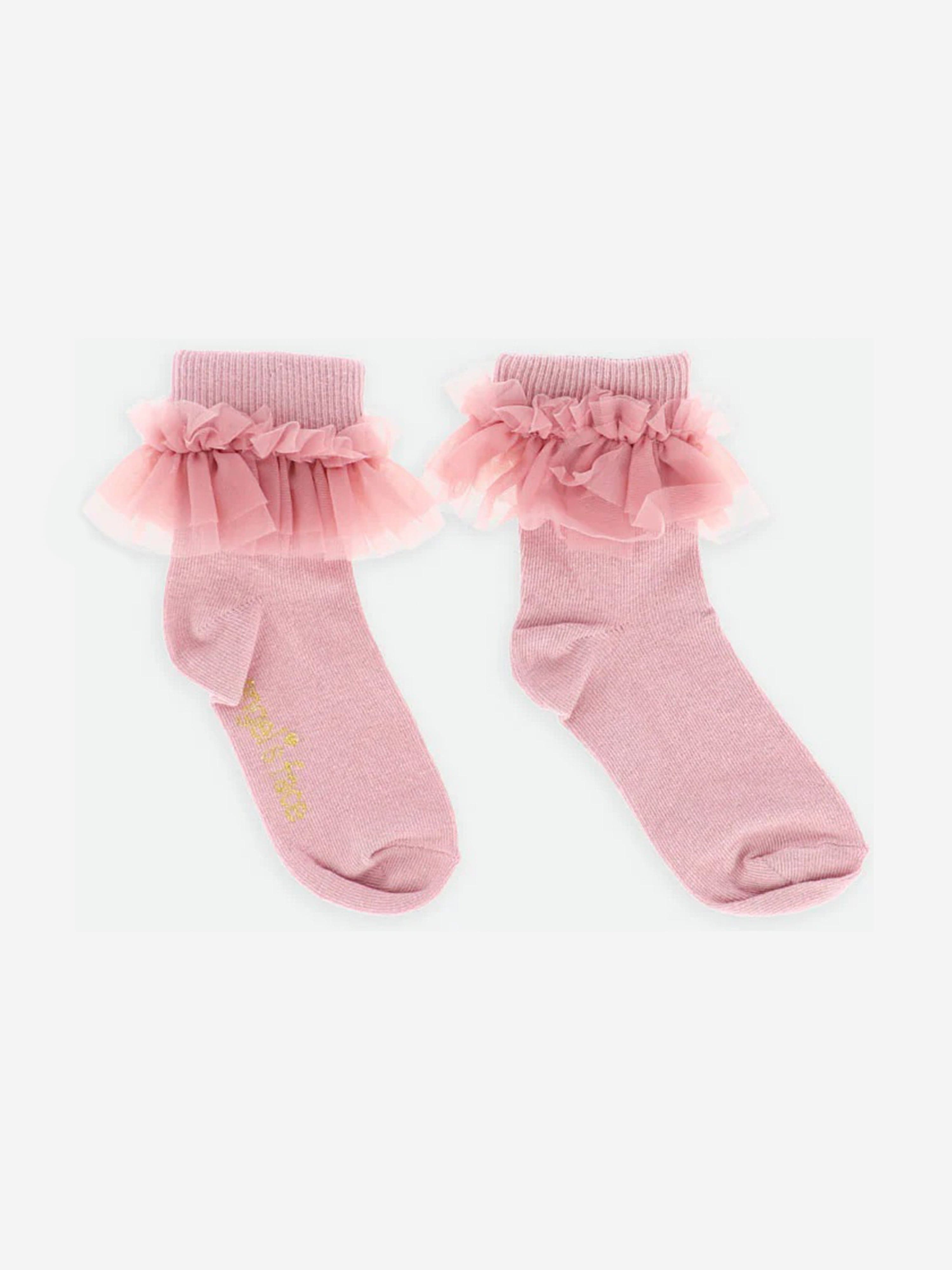 Angels Face Girls Frilly Socks - Pink Lace Trim Ankle Socks for Toddlers & Kids | Perfect for Dress Up, Parties, and Everyday Fashion