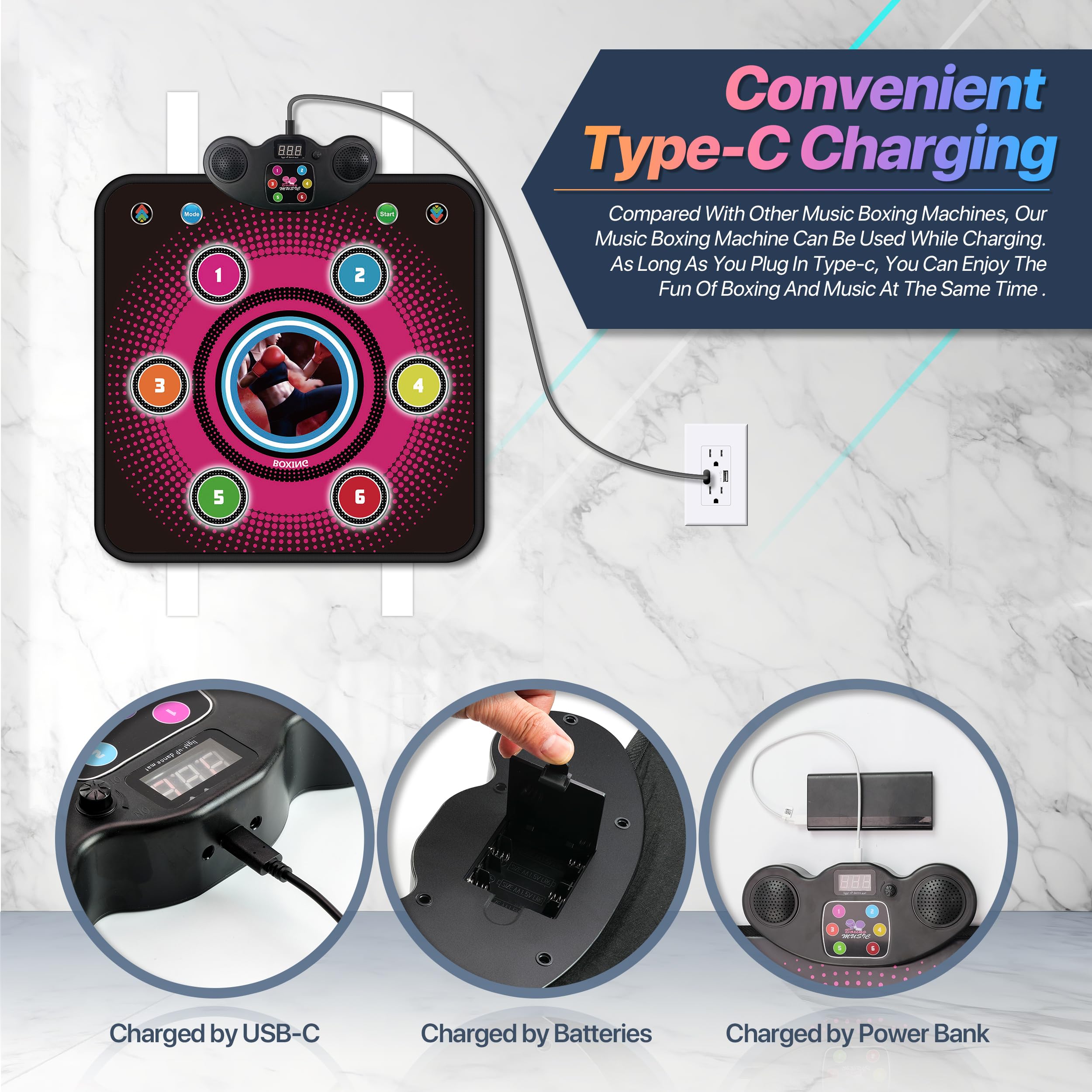Bluetooth Smart Boxing Trainer - Rechargeable Wall Mounted Electronic Punching Bag with LED Screen for Home, Office & Gym - Perfect for Stress Relief, Fitness Training & Interactive Workouts