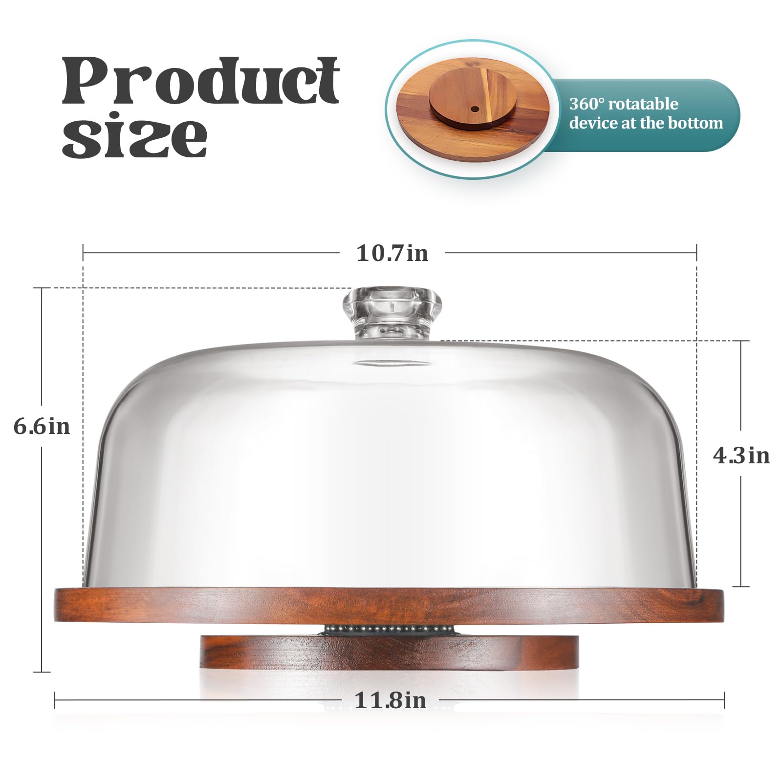 Rotating Cake Stand with Lid - 11.8
