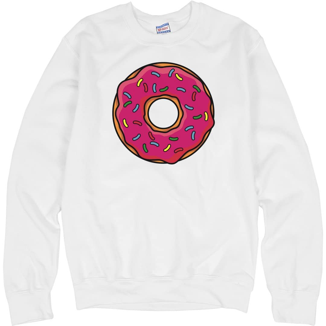 Custom Unisex Donut Print Sweatshirt - Soft Cotton Crewneck Pullover for Women & Men | Perfect for Casual Wear, Gifts, and Donut Lovers