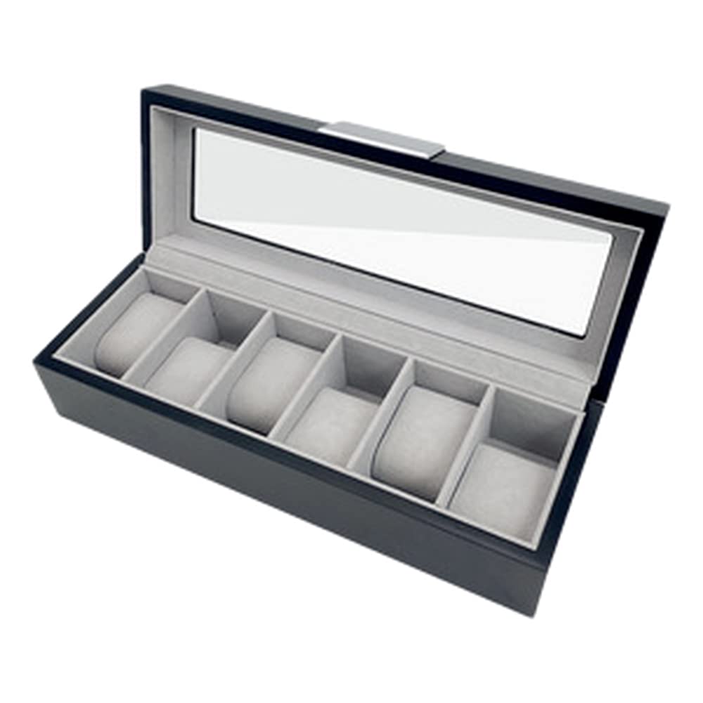 Premium 6-Slot Watch Box Display Case with Removable Watch Pillows - Luxury Watch Organizer & Storage Case for Men & Women - Perfect for Travel, Gift Giving & Watch Collection Display