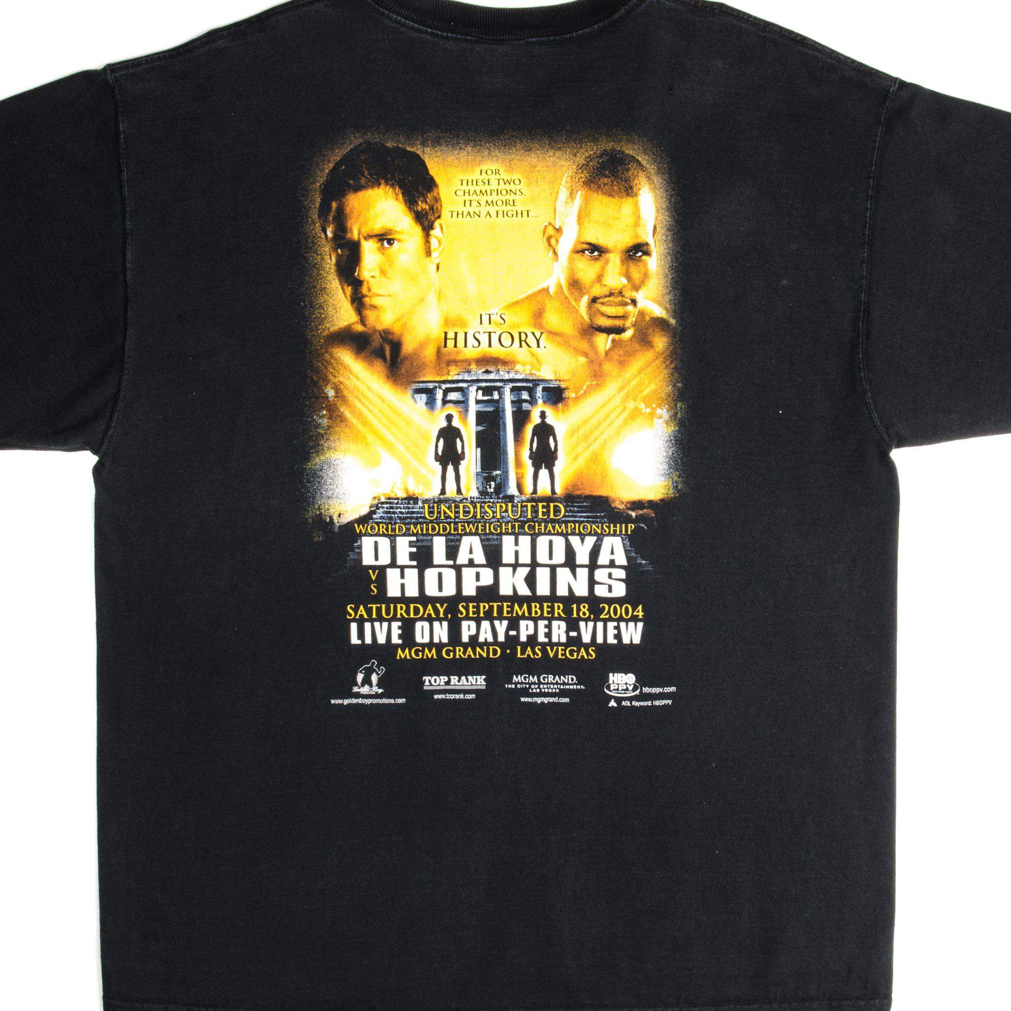 Vintage De La Hoya vs Hopkins T-Shirt 2004 - Large Size - Classic Boxing Tee for Fans & Collectors - Perfect for Casual Wear, Gym, and Sports Events