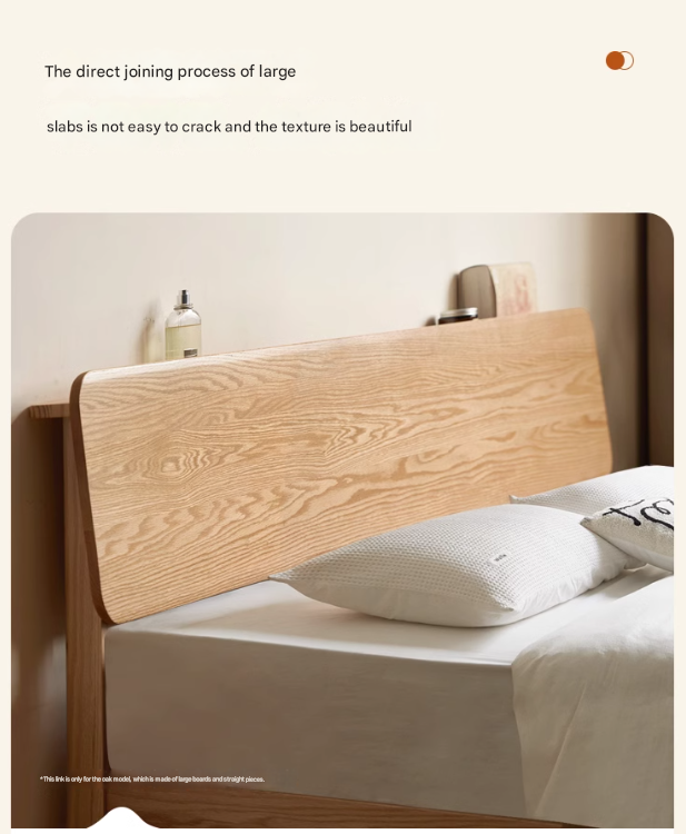 Solid Oak Rubber Wood Bed - Modern Nordic Style Queen/King Size Bed Frame for Bedroom, Living Room & Guest Room