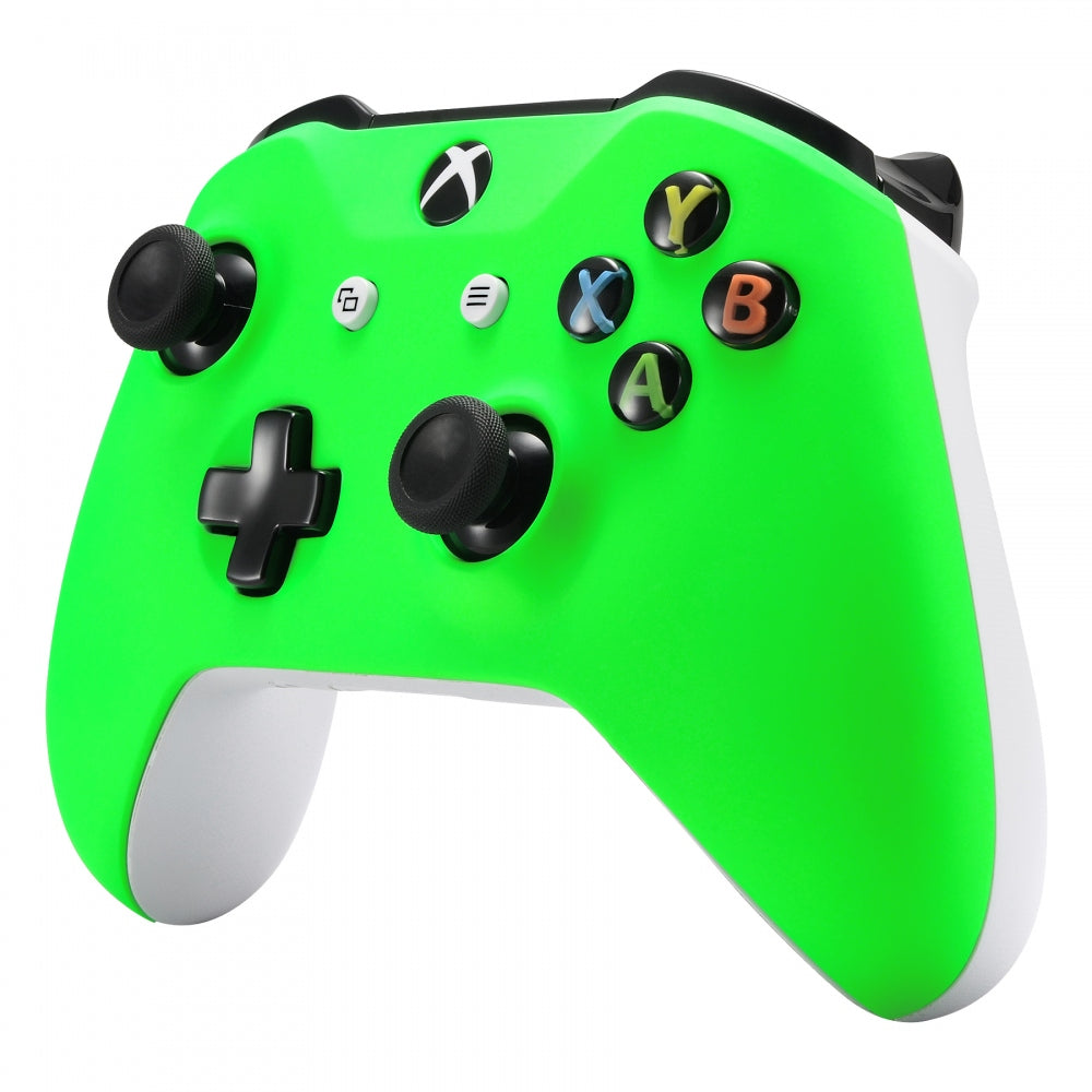eXtremeRate Neon Green Soft Touch Grip Front Housing Shell Faceplate for Microsoft Xbox One X & One S Controller - Replacement Cover with Enhanced Comfort for Gaming Sessions (Model SXOFP05) - Perfect for Long Gaming, Competitive Play & Customization
