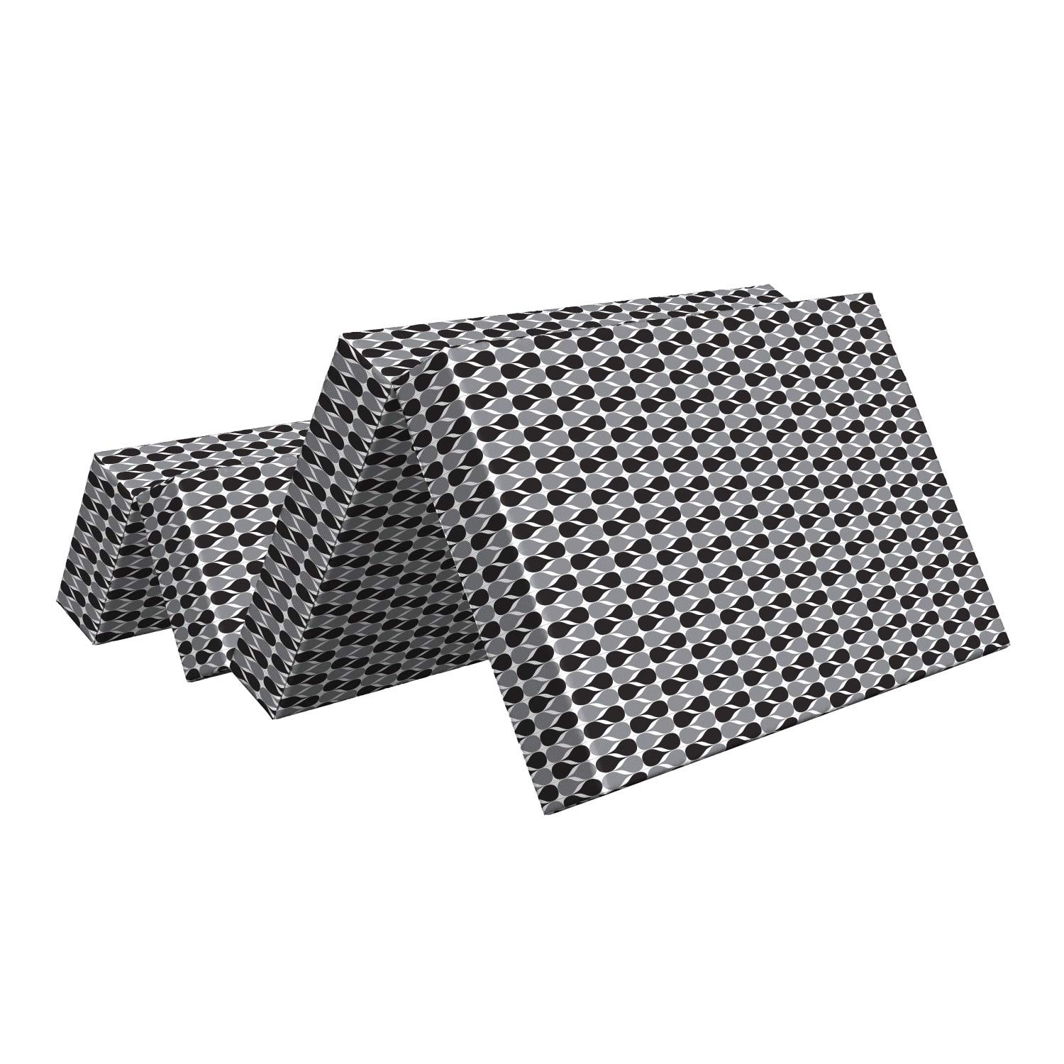 Ambesonne Retro Foldable Mattress - Abstract Classic Wavy Ovals Design, 74.8