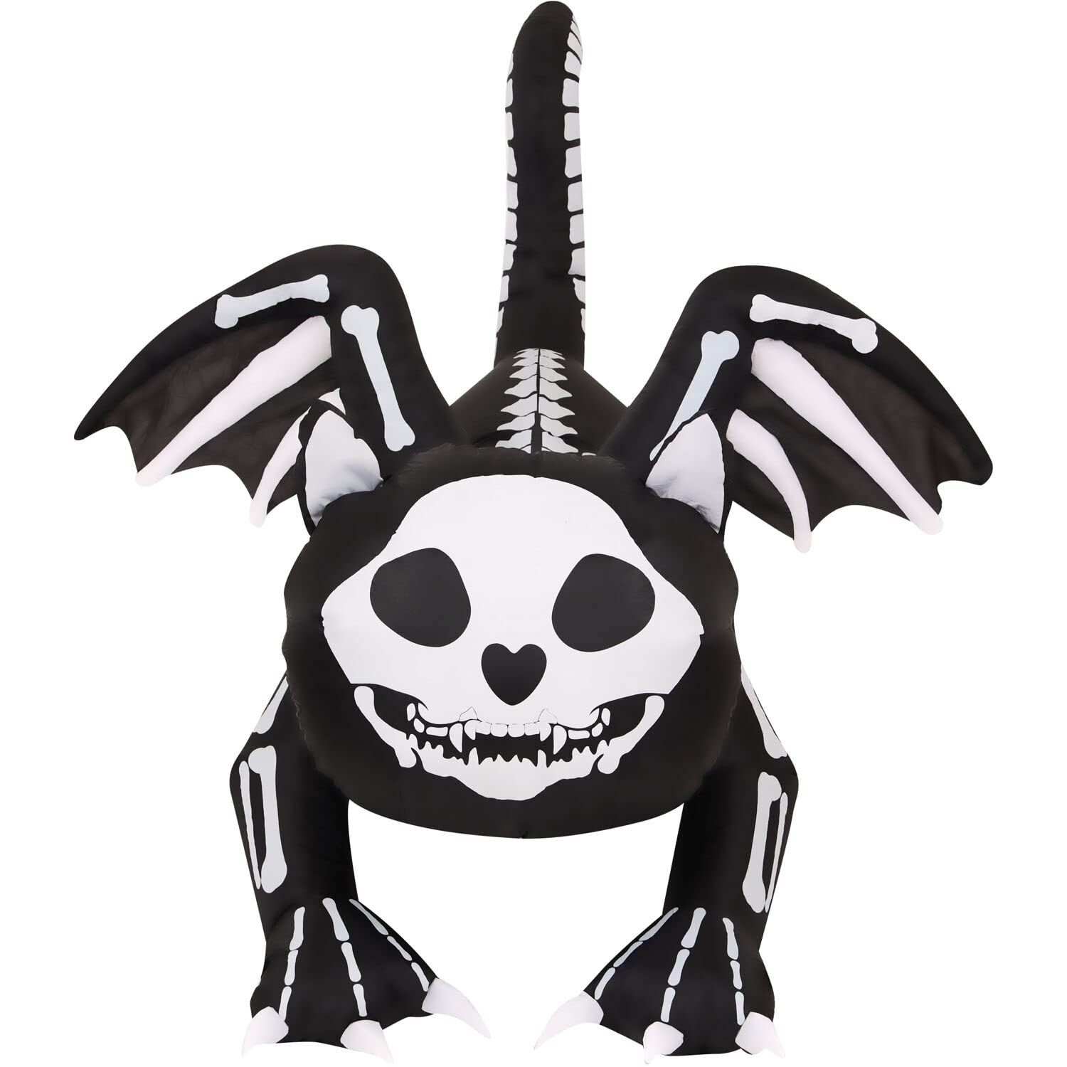 Haunted Hill Farm 5.9-Ft Wide Glowing Skeleton Cat Inflatable - Halloween Outdoor Decor with LED Lights for Yard, Patio & Garden - Spooky Giant Holiday Decoration for Halloween Parties & Trick-or-Treat Displays
