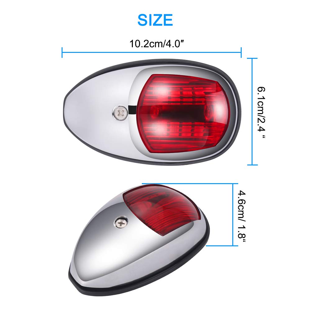 Sunsbell Marine LED Boat Navigation Lights - 2 Pack Red & Green Bow and Stern Lights for Pontoon, Skiff, Yacht, Vessel | Waterproof, Durable for Night Boating & Fishing