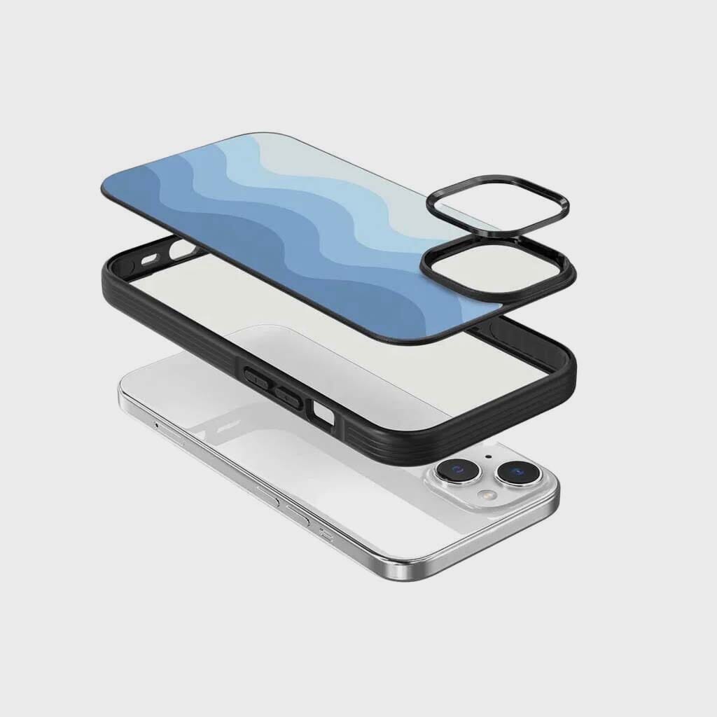 Premium iPhone 15 Plus Case with MagSafe - Blue Wave Design | Slim Protective Cover for Wireless Charging | Perfect for Work, Travel & Everyday Use