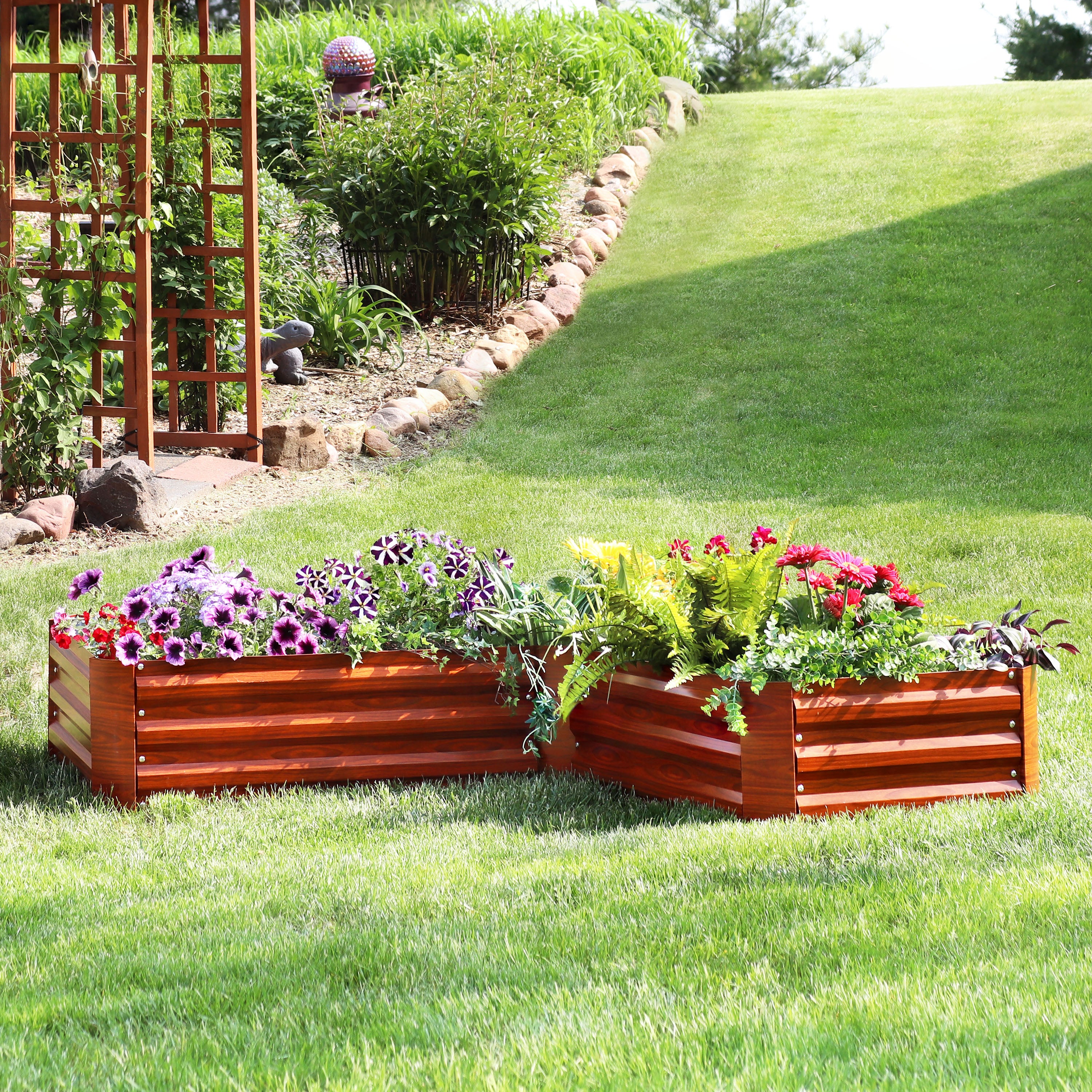 L-Shaped Galvanized Steel Raised Garden Bed Kit - Durable Outdoor Planter Box for Vegetables, Herbs & Flowers - Perfect for Patio, Backyard & Urban Gardening