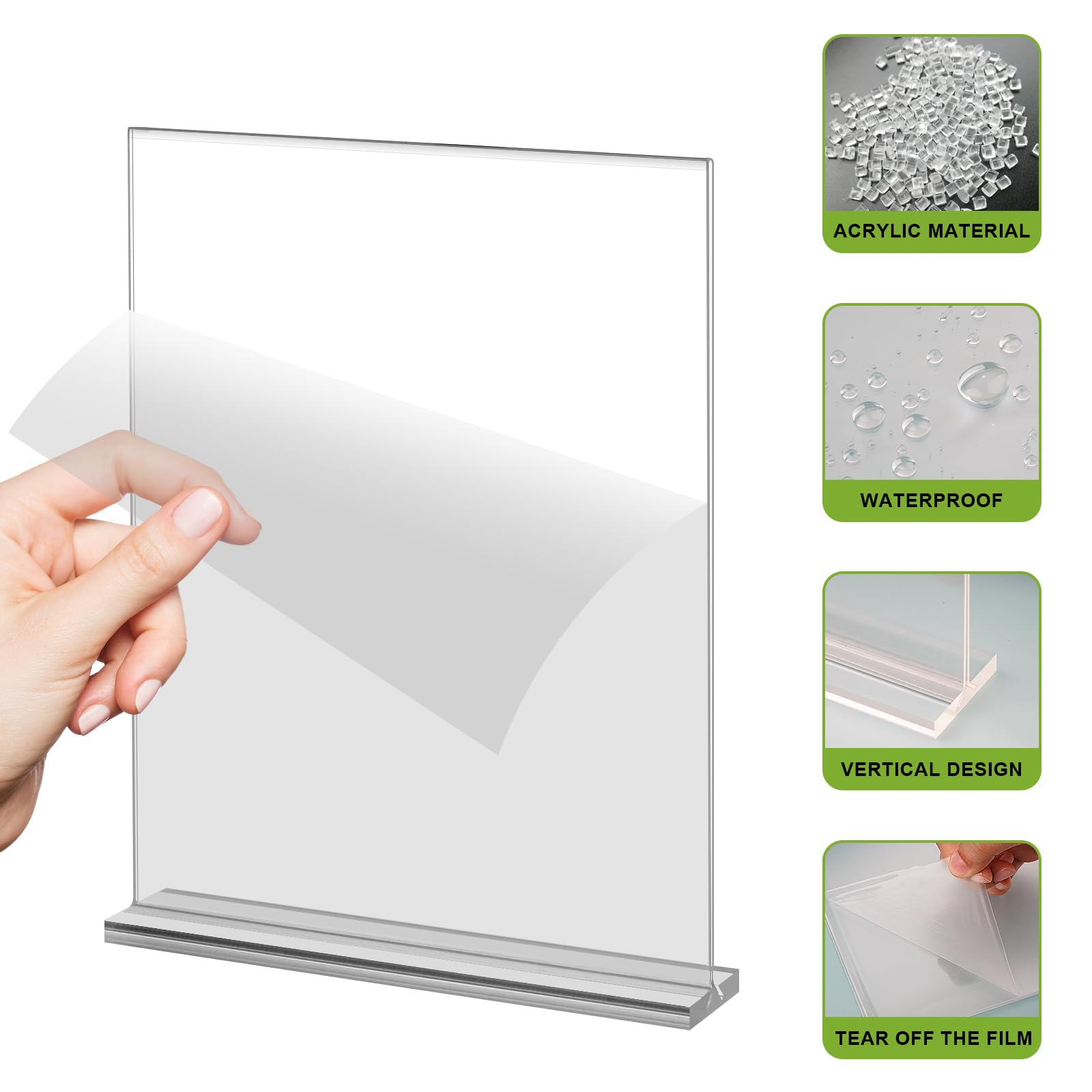 8.5 x 11 Inch Clear Acrylic Sign Holders - 4 Pack Vertical Double Sided Table Stands for Menus, Flyers & Documents | Perfect for Restaurants, Offices, Retail Stores & Hotels | Durable Menu Holders for Countertops, Reception Desks & Display Cases