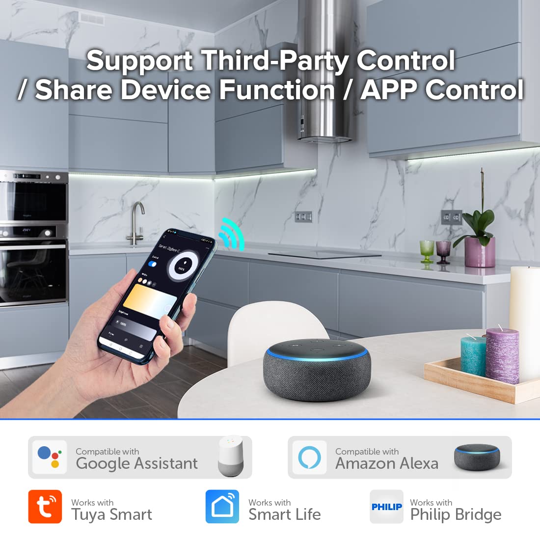 BTF-LIGHTING Tuya Zigbee 3.0 C02Z LED Controller - 3 Pin (+V CW WW) PWM Dimmer for CCT Color LED Strips - Works with Echo Plus & Philips Hue - DC5V/12V/24V 15A Max - Perfect for Home Theater & Smart Lighting Systems
