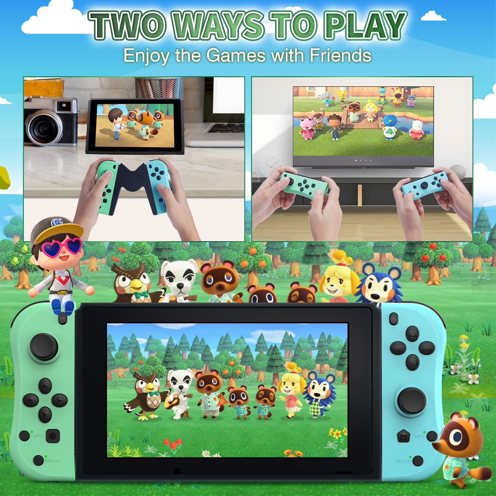 Original Title: Joy Con Controller Replacement Compatible for Nintendo Switch - Left and Right Neon Joycon with Wrist Strap, Alternatives for Nintendo Switch   Optimized Title: Nintendo Switch Joy-Con Controller Replacement - Left & Right Neon Joycon with Wrist Strap | Compatible with Nintendo Switch | Perfect for Gaming, Multiplayer & Family Fun
