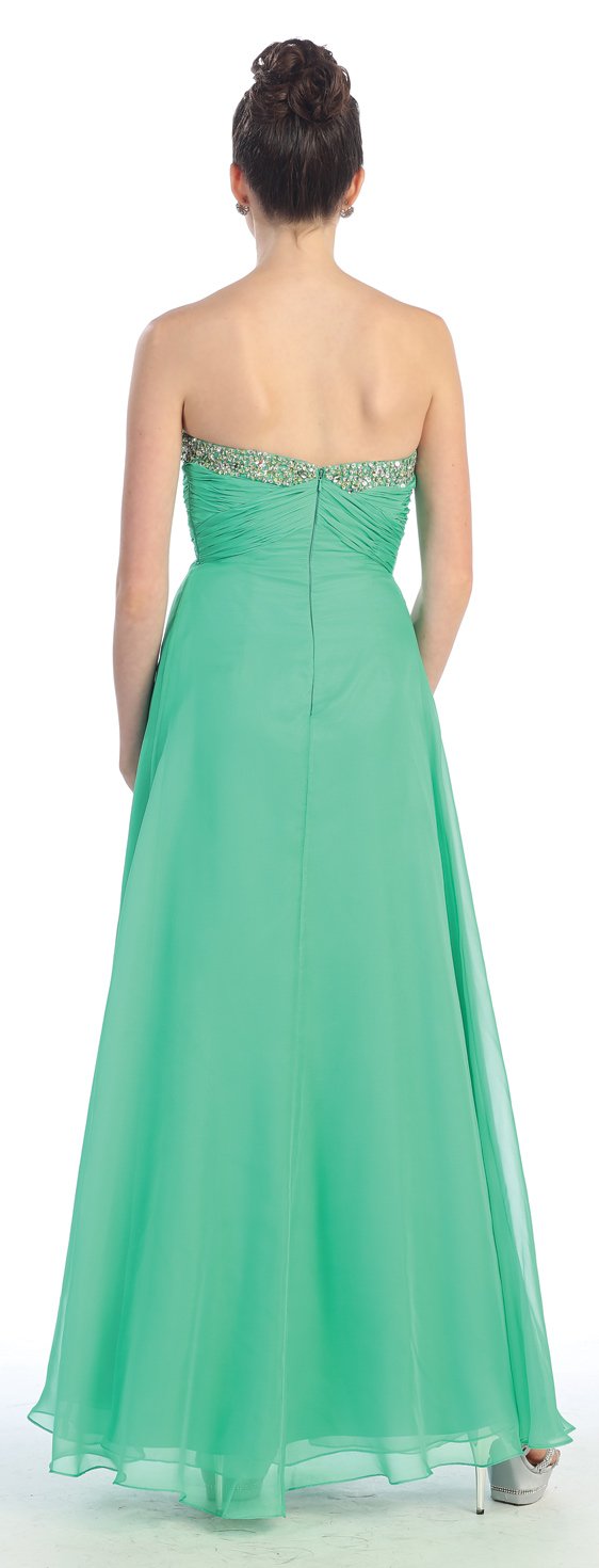 Elegant Sage Green Strapless Chiffon Prom Dress - Long Formal Gown for Homecoming, Wedding & Special Occasions #930 (Size 6)
