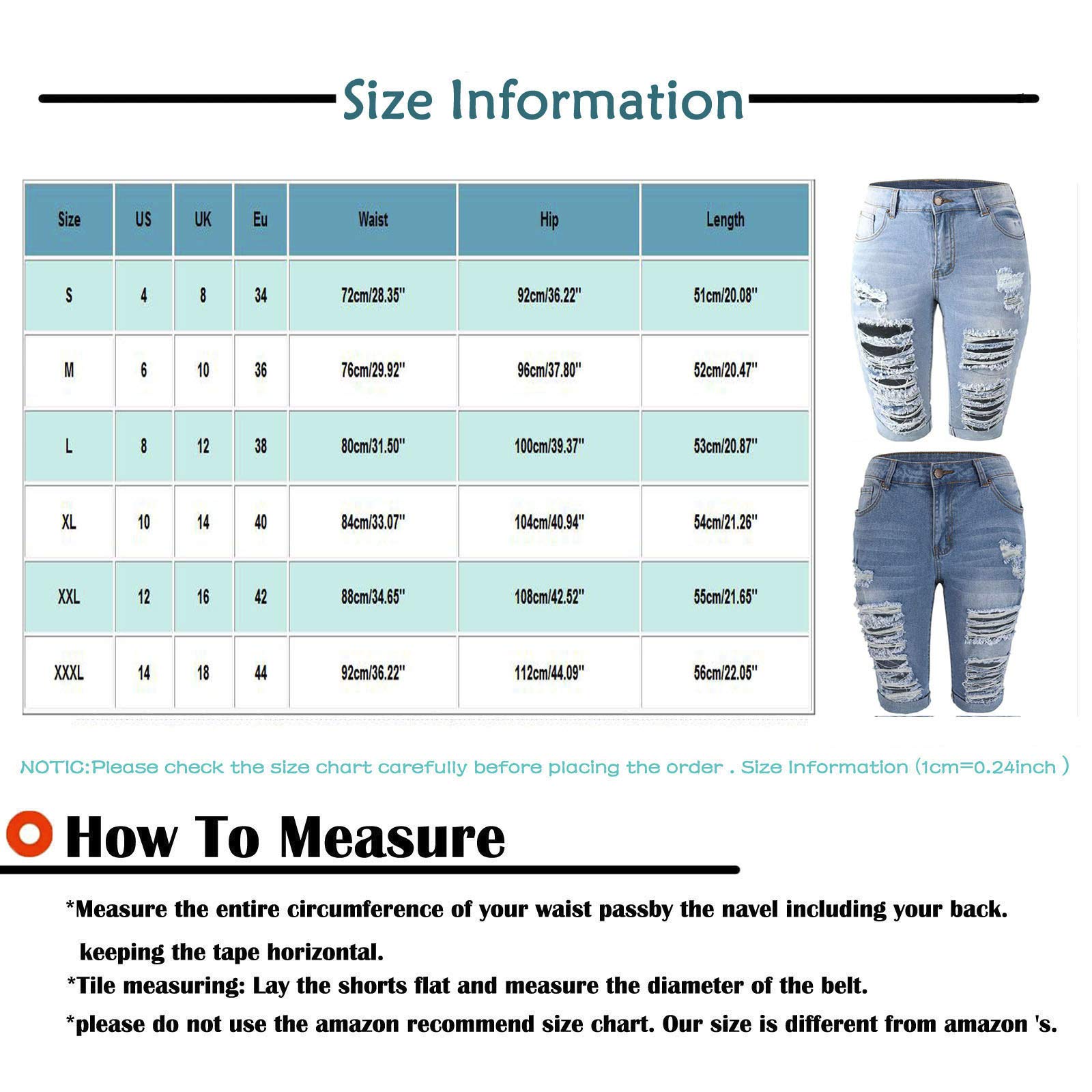 Women's High Waisted Ripped Denim Bermuda Shorts - Distressed Knee Length Stretch Jeans Shorts with Pockets | Casual Summer Outfit, Beach Wear & Street Style Fashion