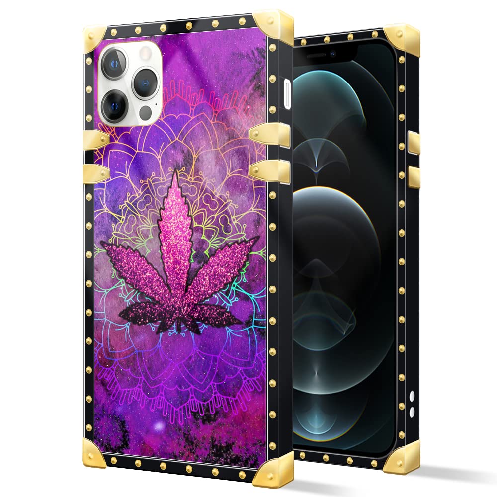 Premium iPhone 13 Pro Max Case with Luxury Metal Decoration - Pink Pot Leaf Design, Soft TPU Bumper Protection for Women & Girls (6.7-inch) | Perfect for Everyday Use, Travel & Fashion Accessory