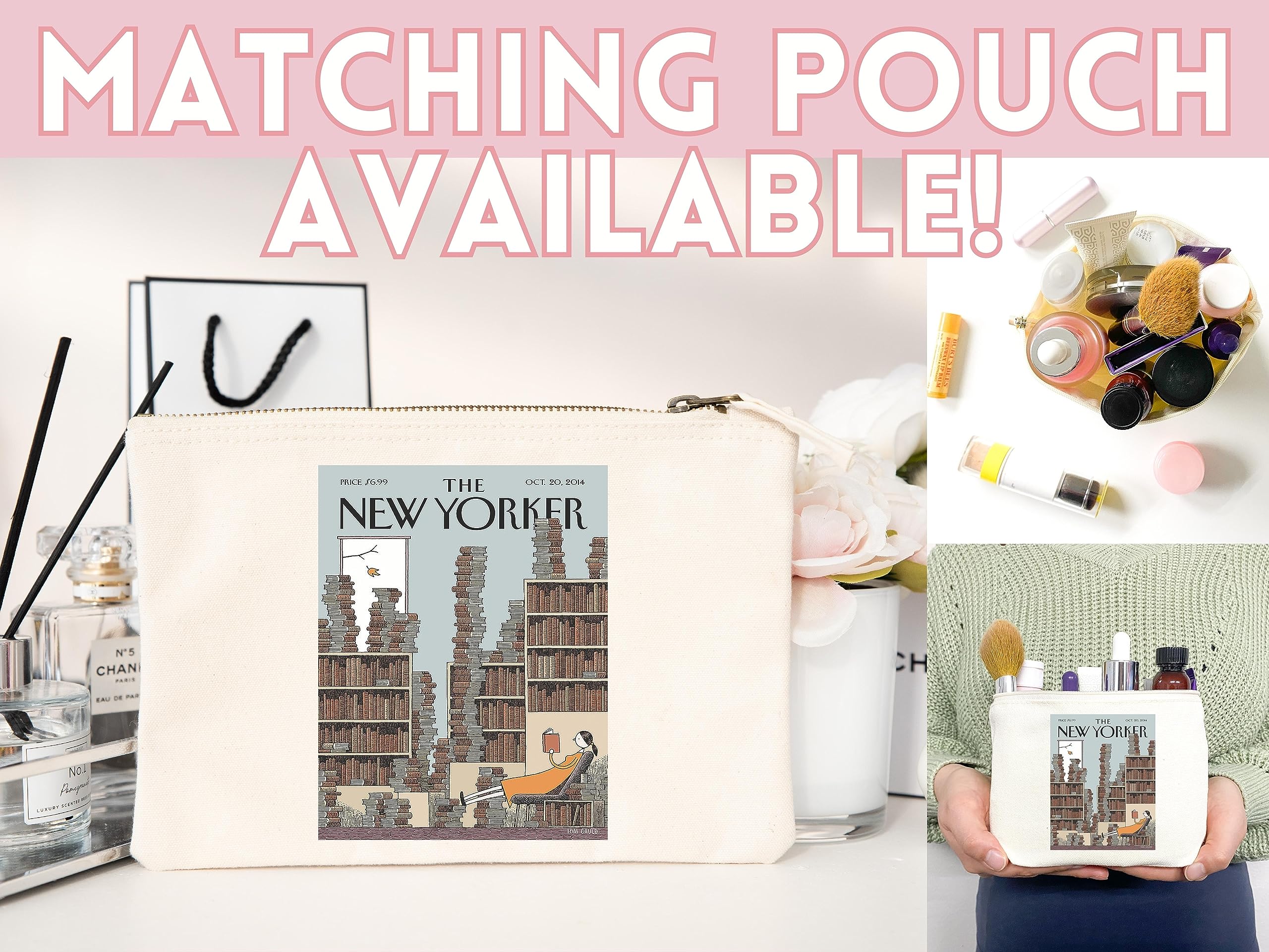 Stylish New Yorker Magazine Tote Bag - Artistic NYC Themed Canvas Shopper for Everyday Use, Work, Grocery Shopping & Beach Trips