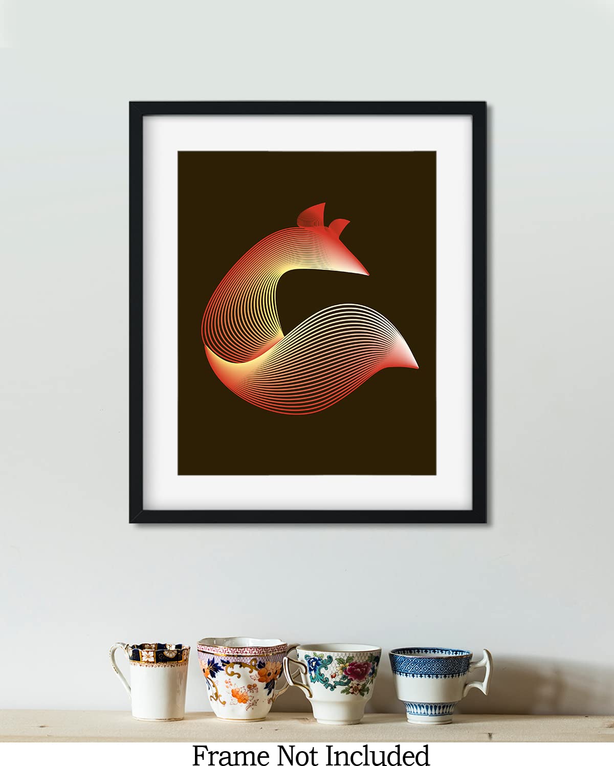 Moiré Fox Minimalist Bathroom Wall Art - Modern Home Decor for Teens, Men & Women - 11x14 Unframed Print - Perfect for Bedroom, Bathroom & Living Room Decor