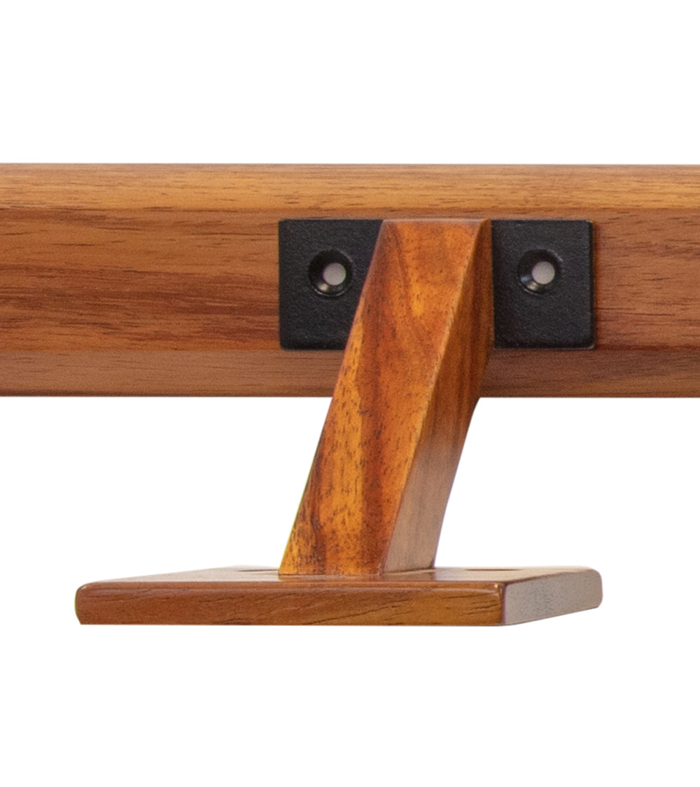 4' Solid Koa Wood Handrail with Wall Mounts - Premium Hawaiian Hardwood Stair Railing for Indoor/Outdoor Stairs, Deck, and Balcony Safety